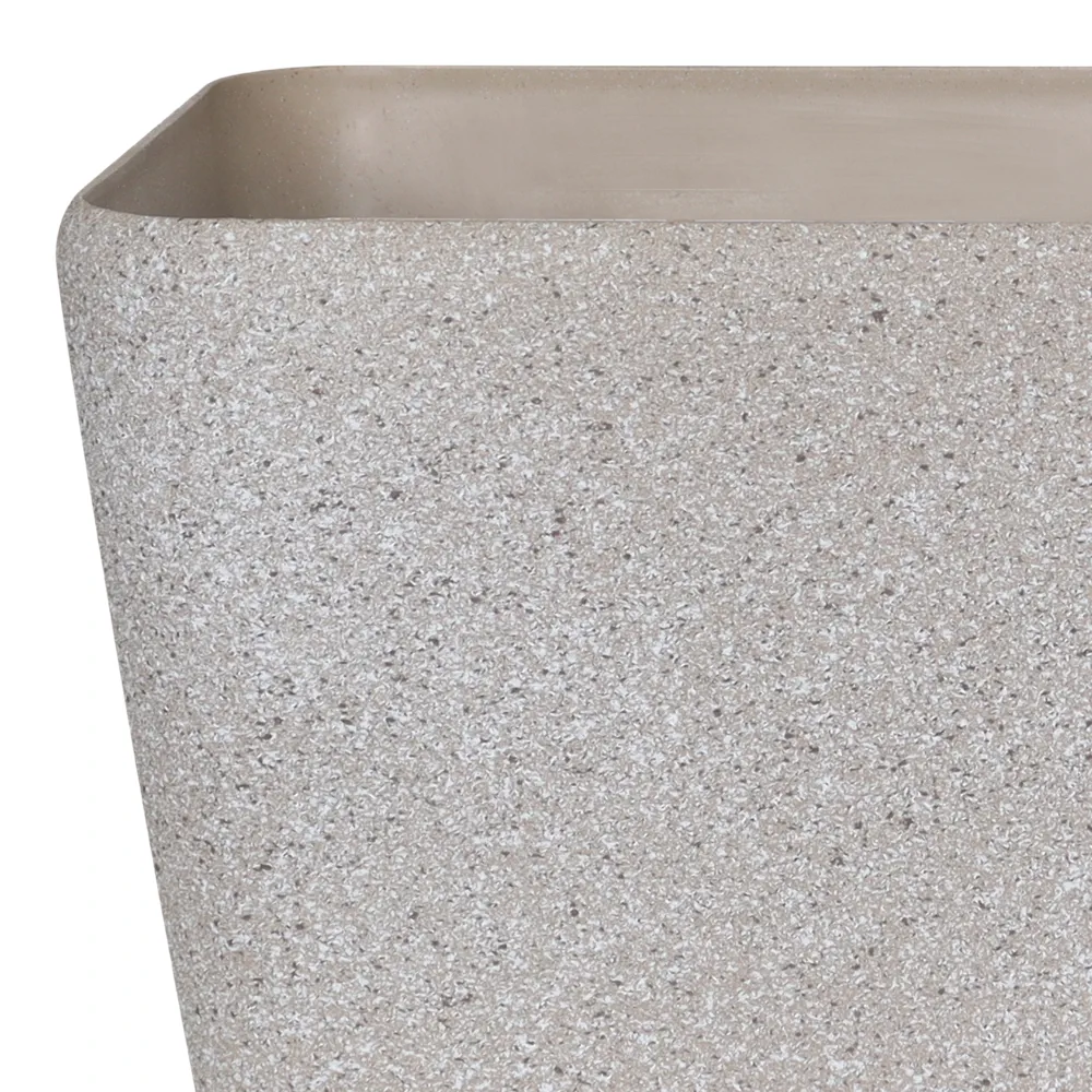 Verve Rough Square Plastic Pot (35 cm, Beige)