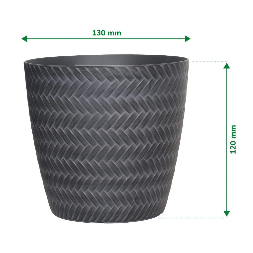 Verve Rattan Effect Oval Plastic Pot (13 cm, Black)