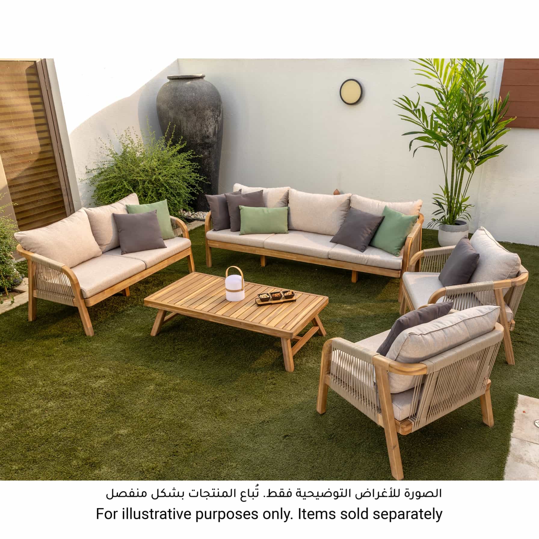 1-Seater Acacia Rope Sofa W/Cushion Diablo (72 x 79 x 67 cm)