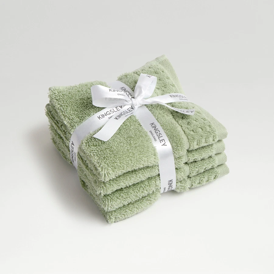 Kingsley Bloomsbury Face Towel Set (Sage, 30 x 30 cm, 4 Pc.)