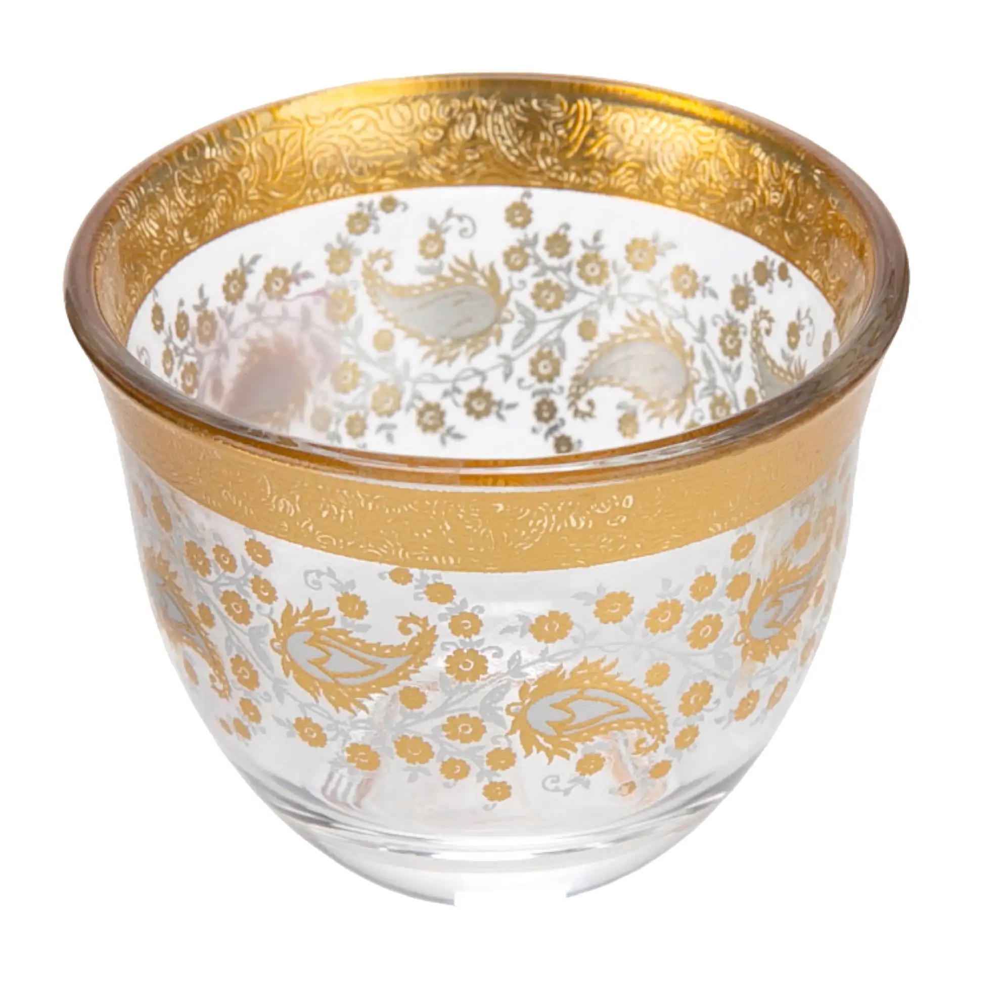 Orchid Floral Glass Arabic Coffee Cup Set (80 ml, 12 Pc.)