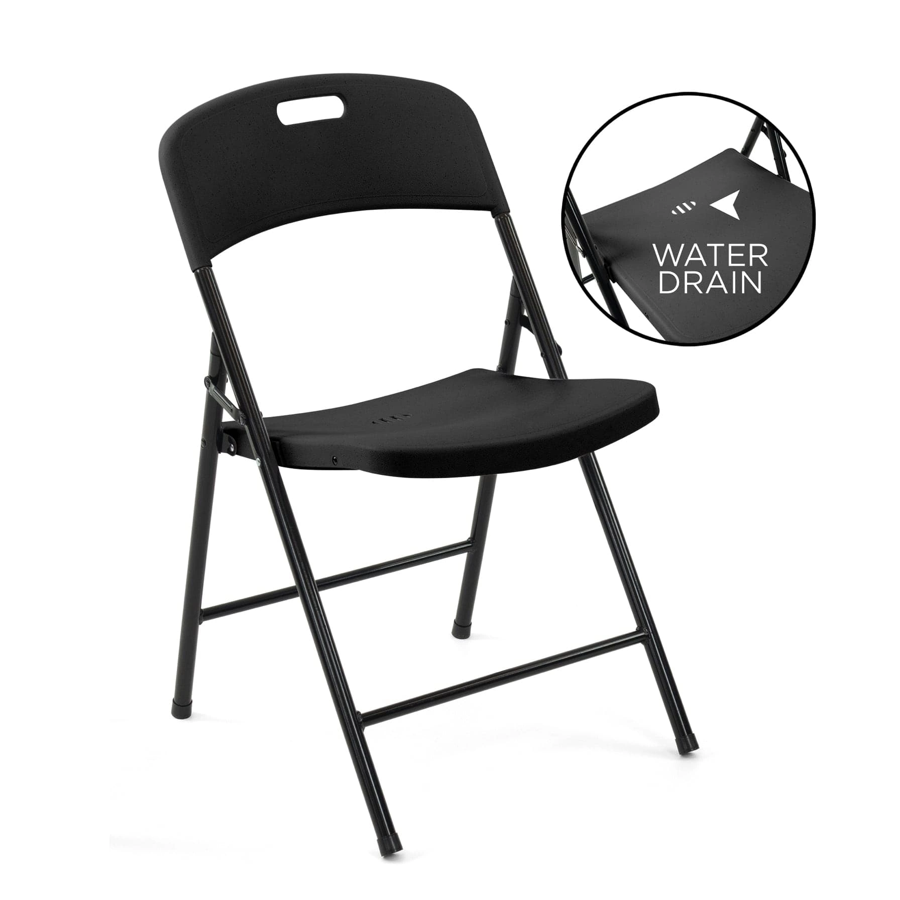 Creative Plastic & Steel Outdoor Folding Chair (96.52 x 20.32 x 48.26 cm, Black)