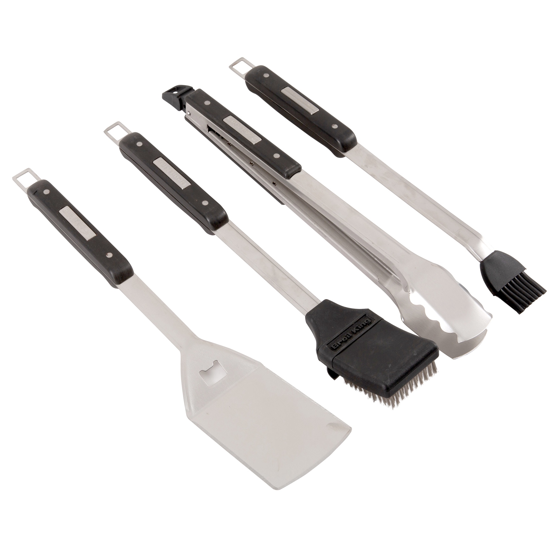 Broil King Imperial Grill Tool Set (48 x 28 x 7 cm, Set of 4, Black & Silver)