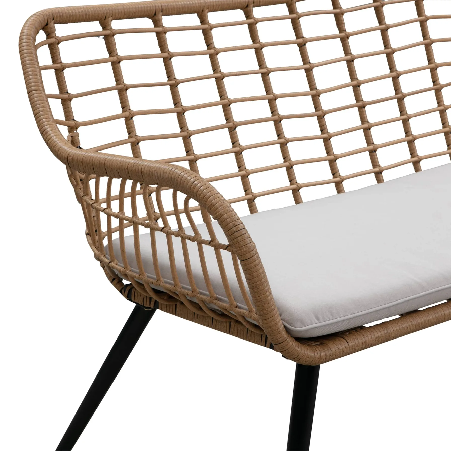 Cocoon 2-Seater Steel Wicker Sofa W/Cushion (129 x 68 x 78 cm)