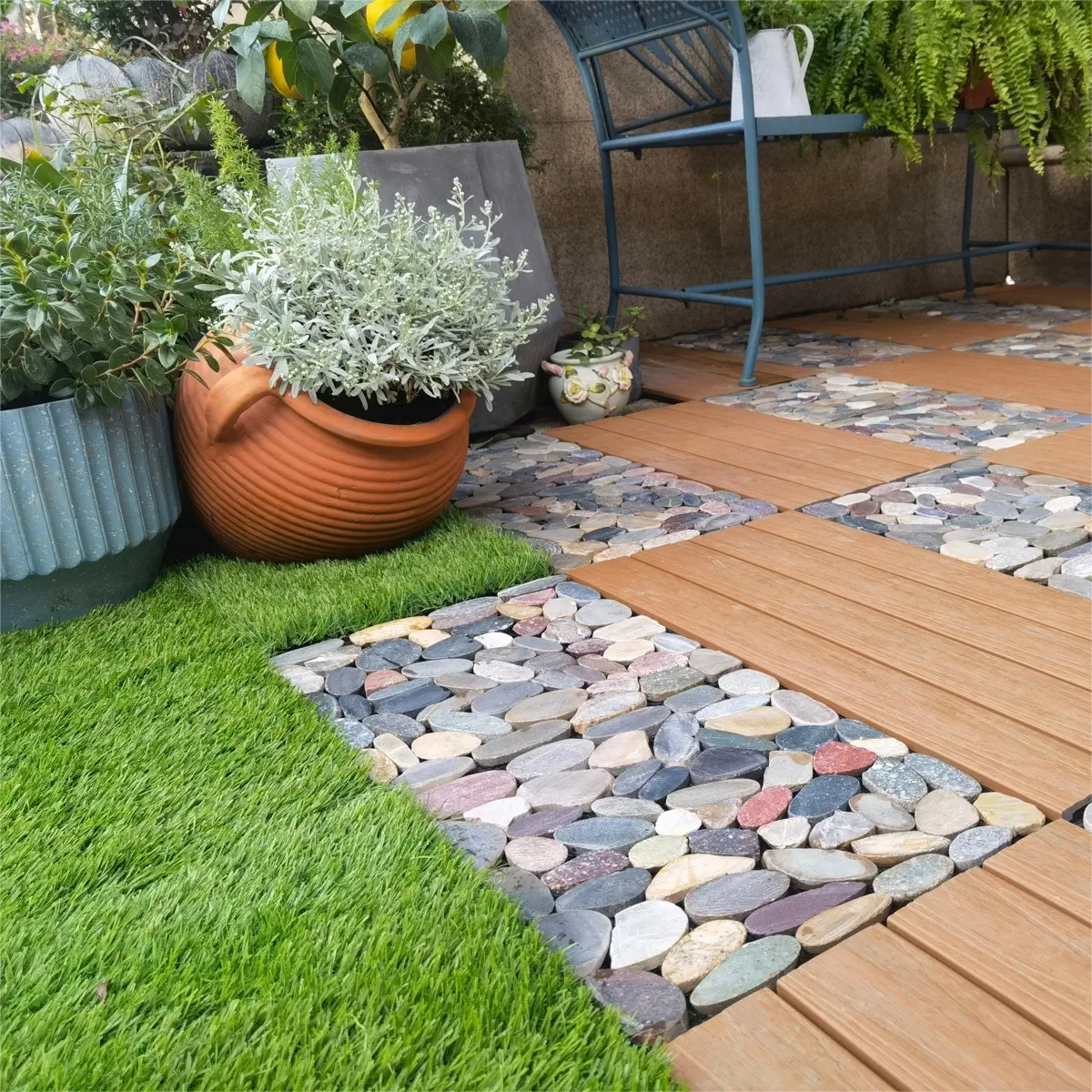 Artifical Grass Floor Decking Tiles (Green,30 x 30 x 2 cm, 11 Pc.)