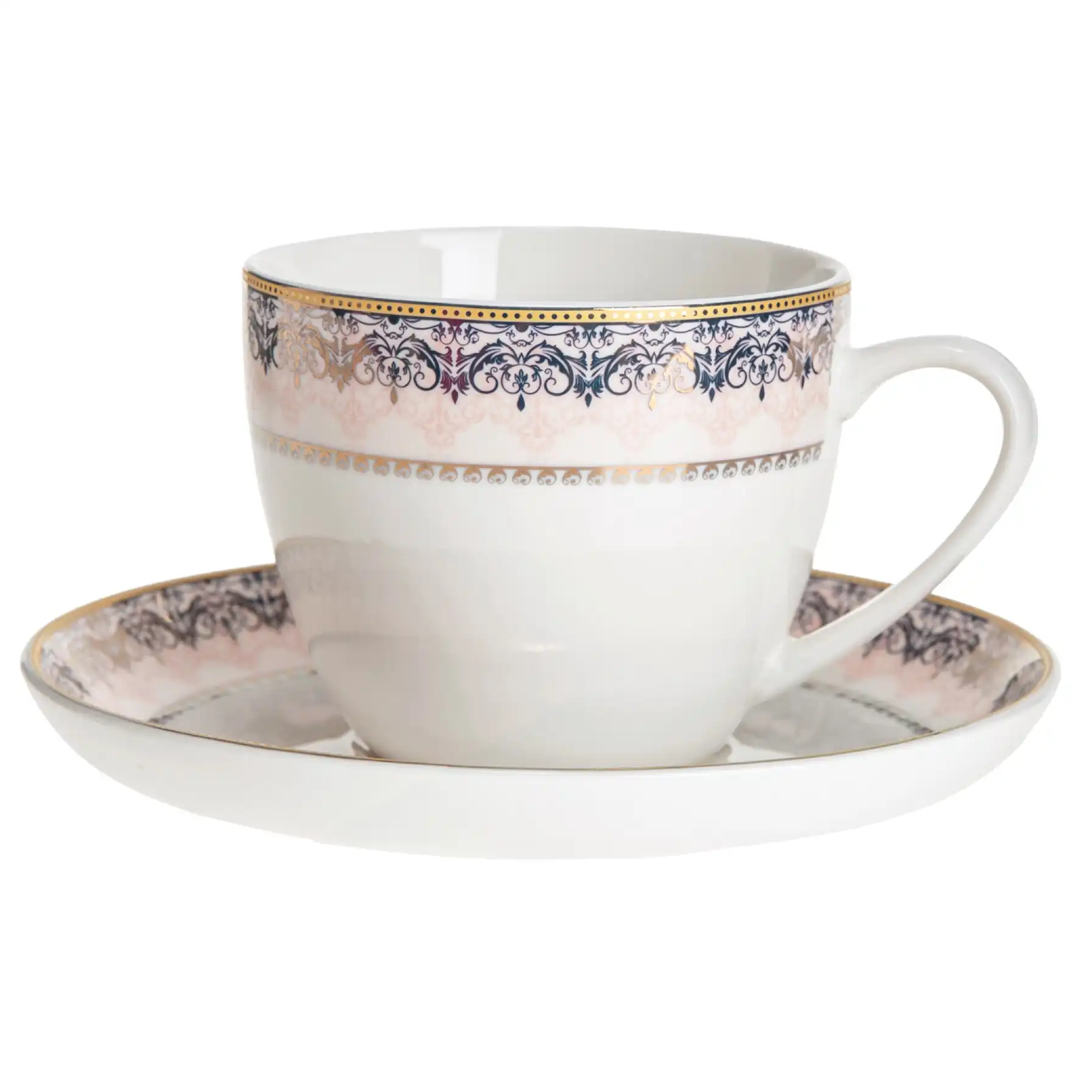 Orchid Amelia New Bone China Cup & Saucer Set (12 Pc.)