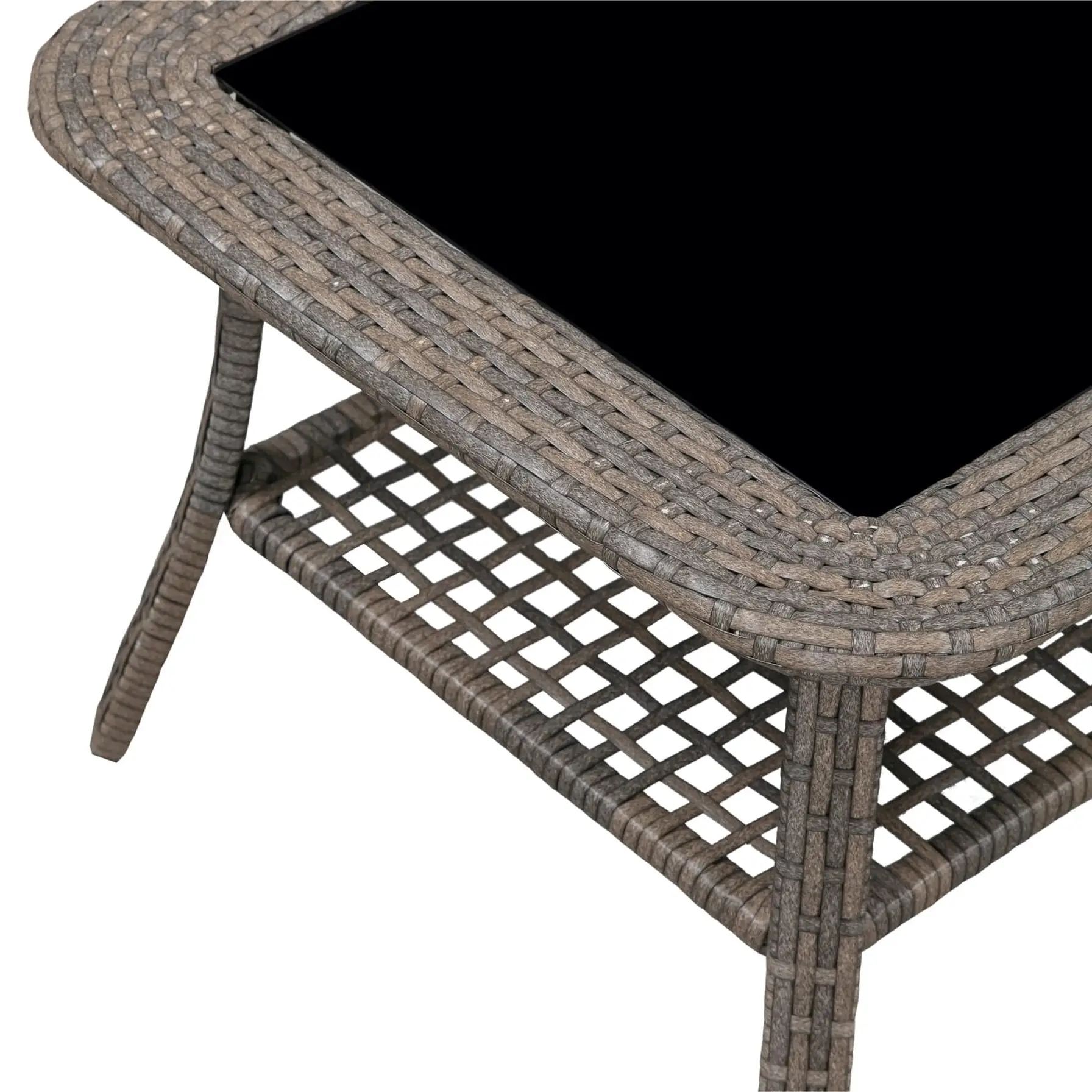 Elizabeth Steel Wicker Table W/Glass Top (110 x 55 x 41 cm)