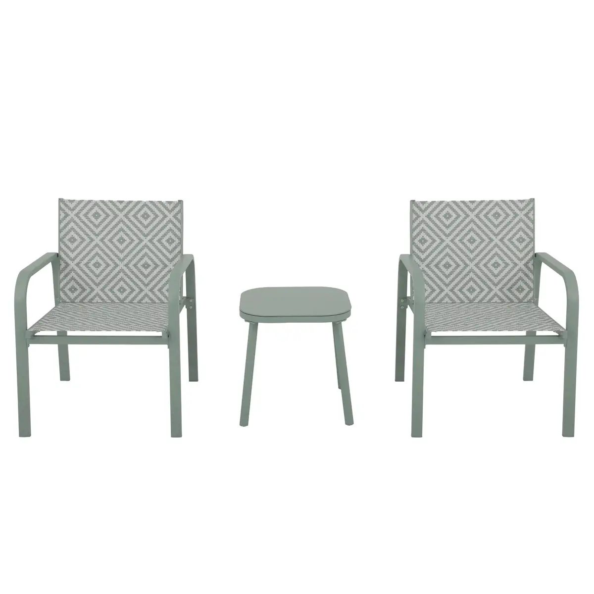 Lisbon Aluminum Textilene Bistro Set (Green, 69 x 61 x 80 cm, 3 Pc.)