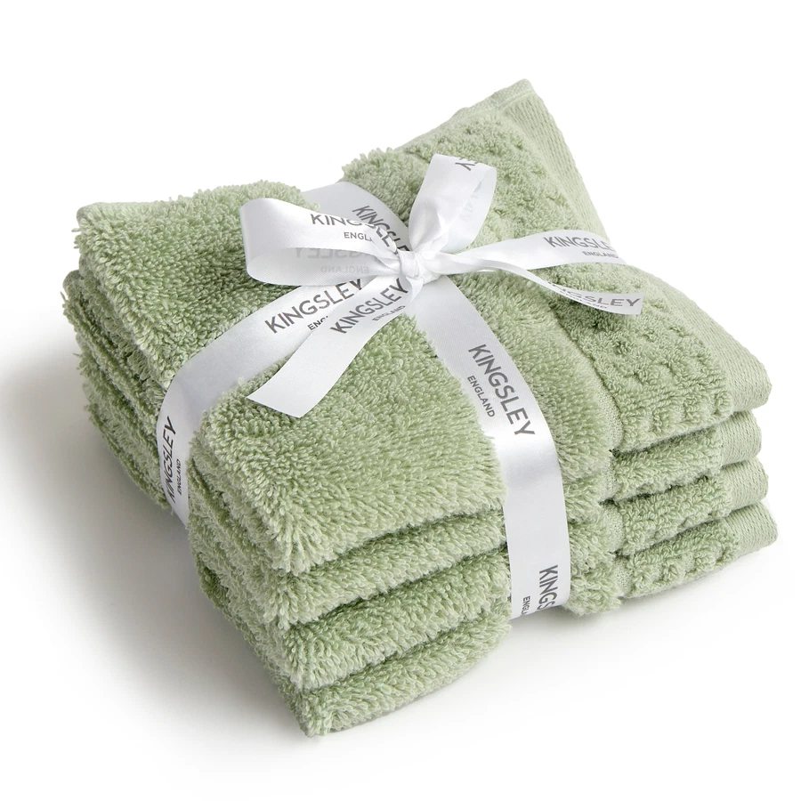 Kingsley Bloomsbury Face Towel Set (Sage, 30 x 30 cm, 4 Pc.)
