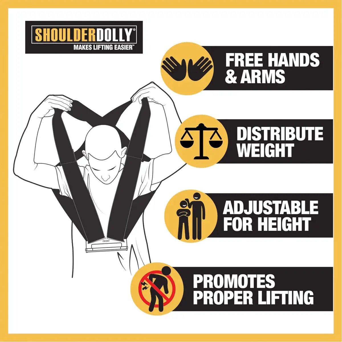 Shoulder Dolly Lifting and Moving Strap (370 kg, Black)