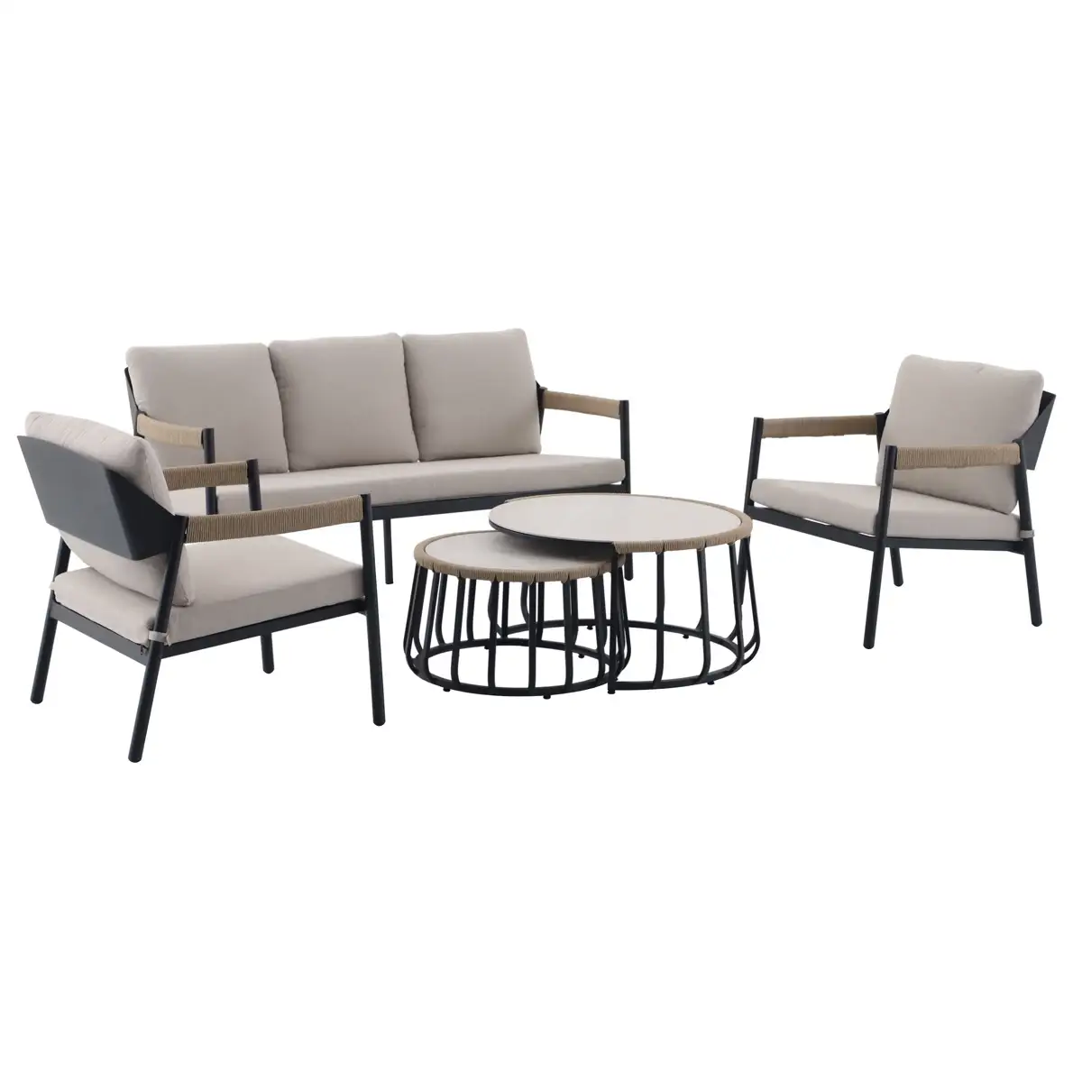 Aluminum Rope 5 Seater Outdoor Sofa Set