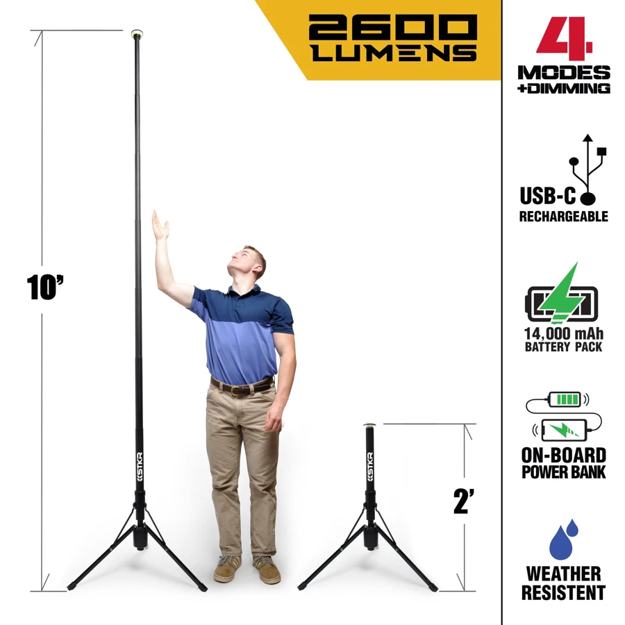 Stkr Fli Over Lander Expandable Area Light W/Telescoping Pole & Remote Control (3 m)