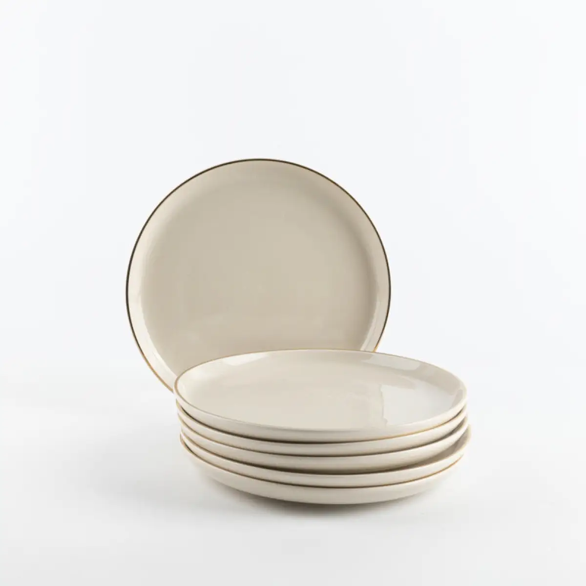 Otantik Liqaa Serving Plates (Beige & Gold, 6 Pc.)