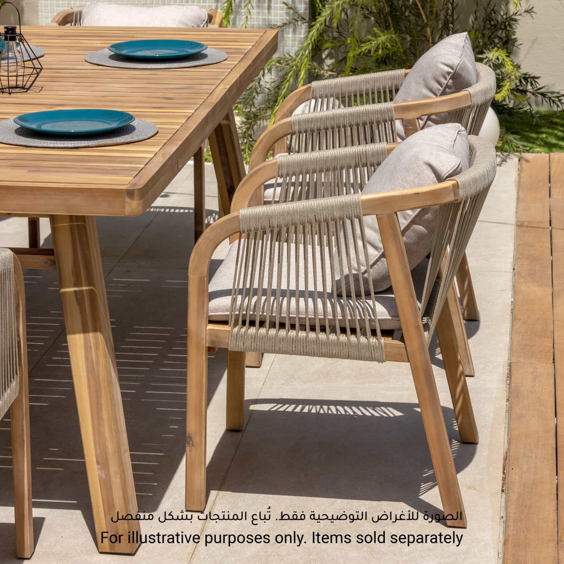 1-Seater Acacia Rope Dining Chair W/Cushion Diablo (56 x 59 x 72 cm, 2 Pc.)