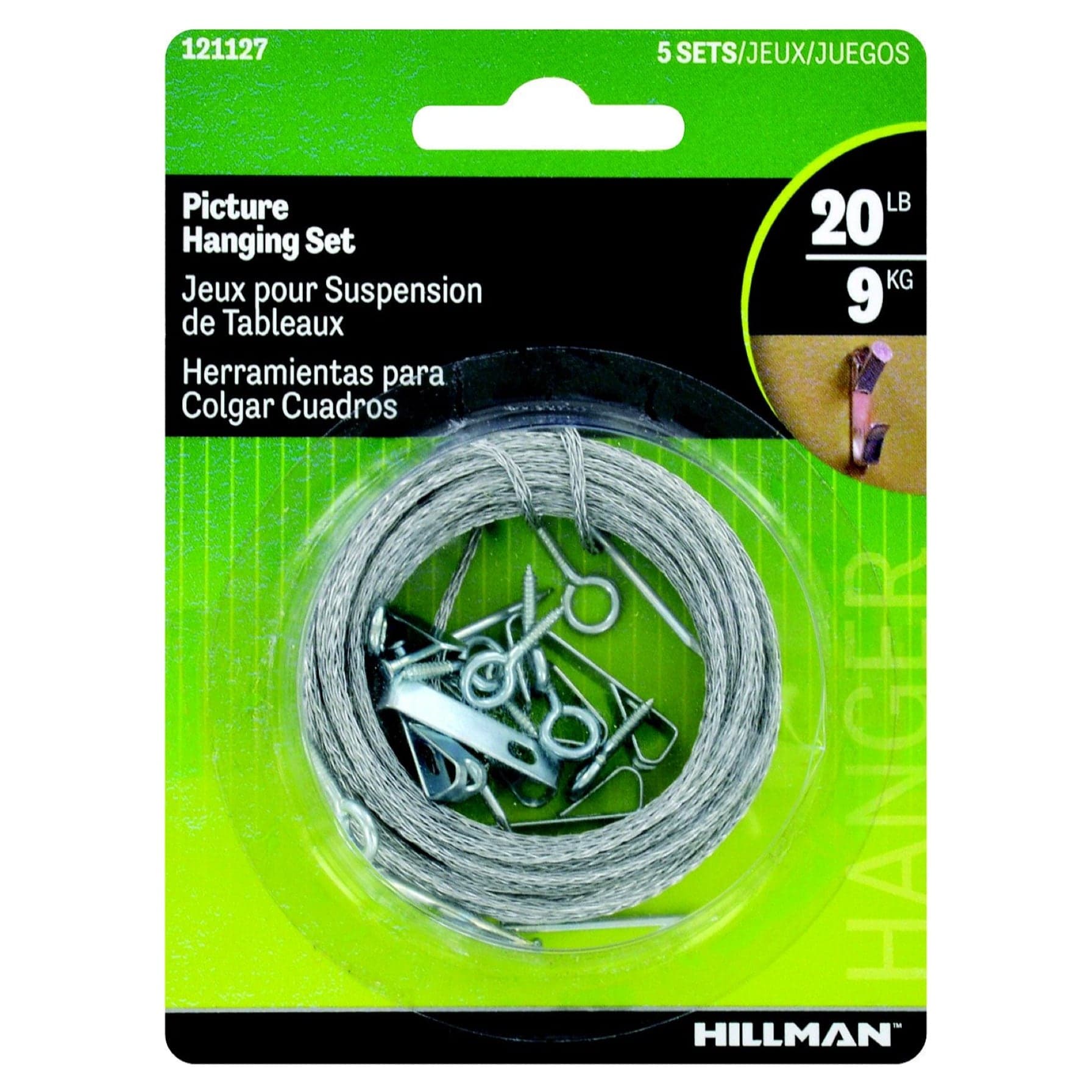 Hillman AnchorWire Steel Picture Hanging Set Pack (9 kg, 5 Pc.)