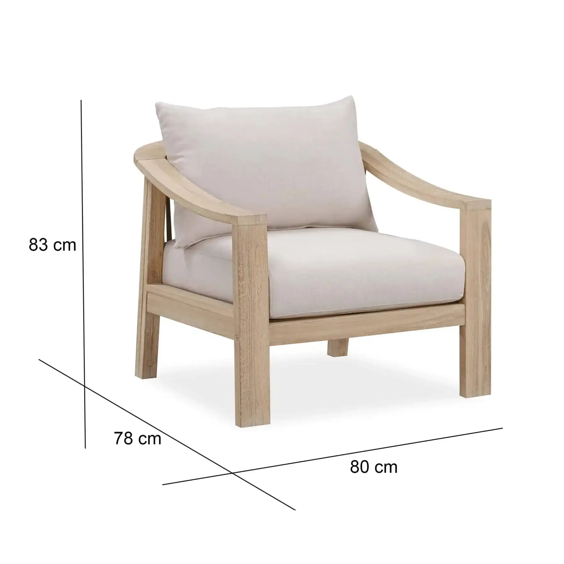 Sycamore Single-Seater Acacia & Rope Outdoor Sofa (80 x 78 x 83 cm)