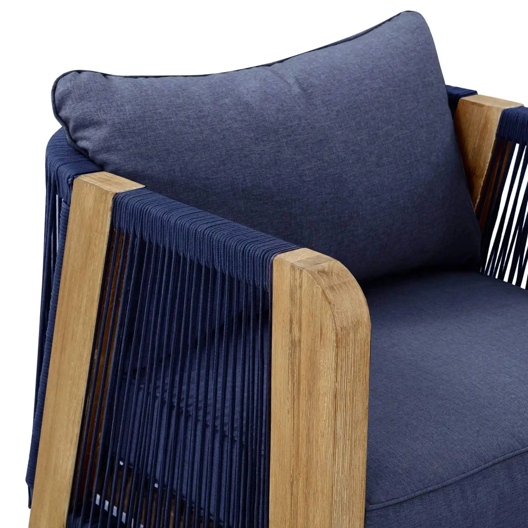 Almeria 1-Seater Acacia Rope Sofa W/Seat Cushion & Pillow (85 x 75 x 70 cm)