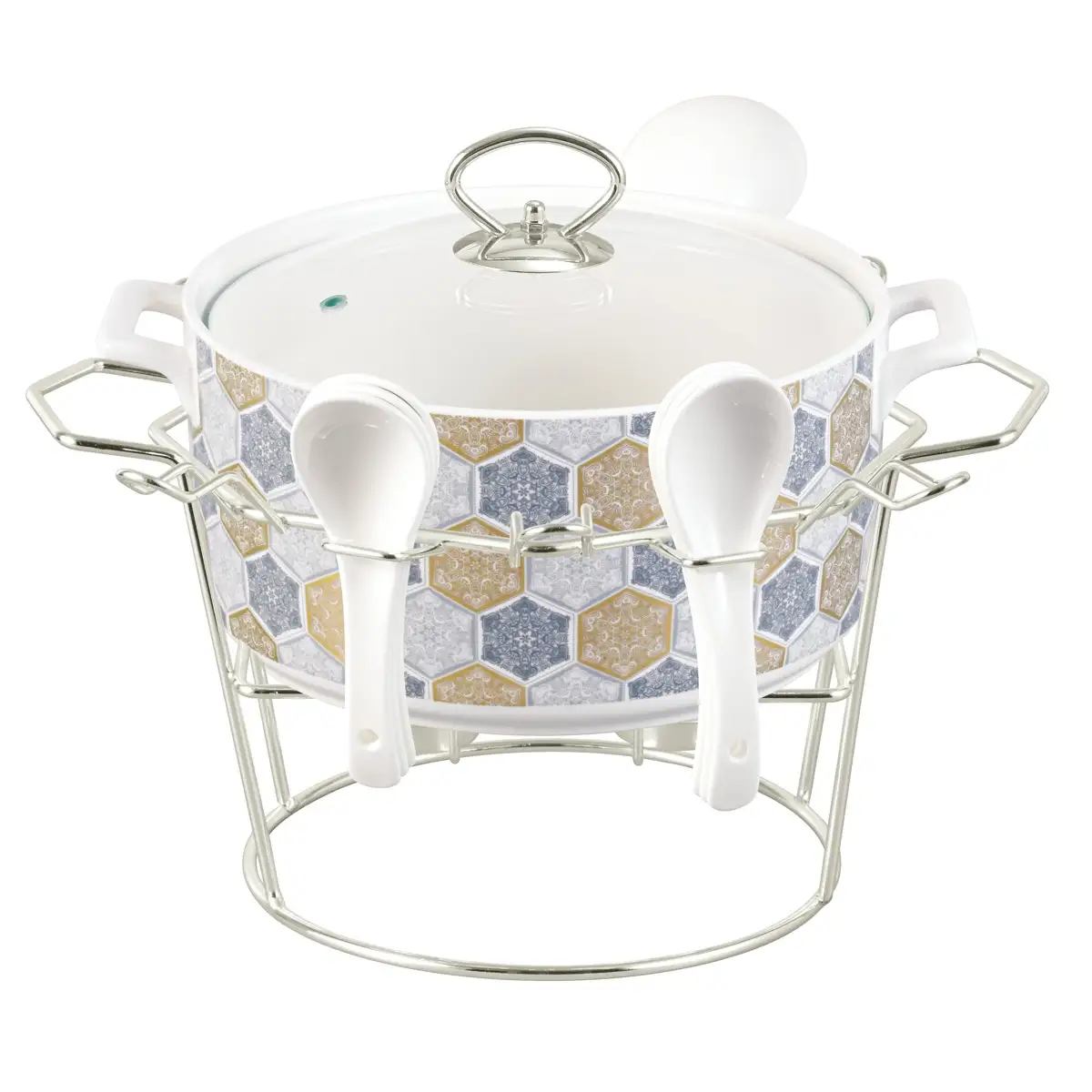 Orchid Soup Set (White, 16 Pc.)