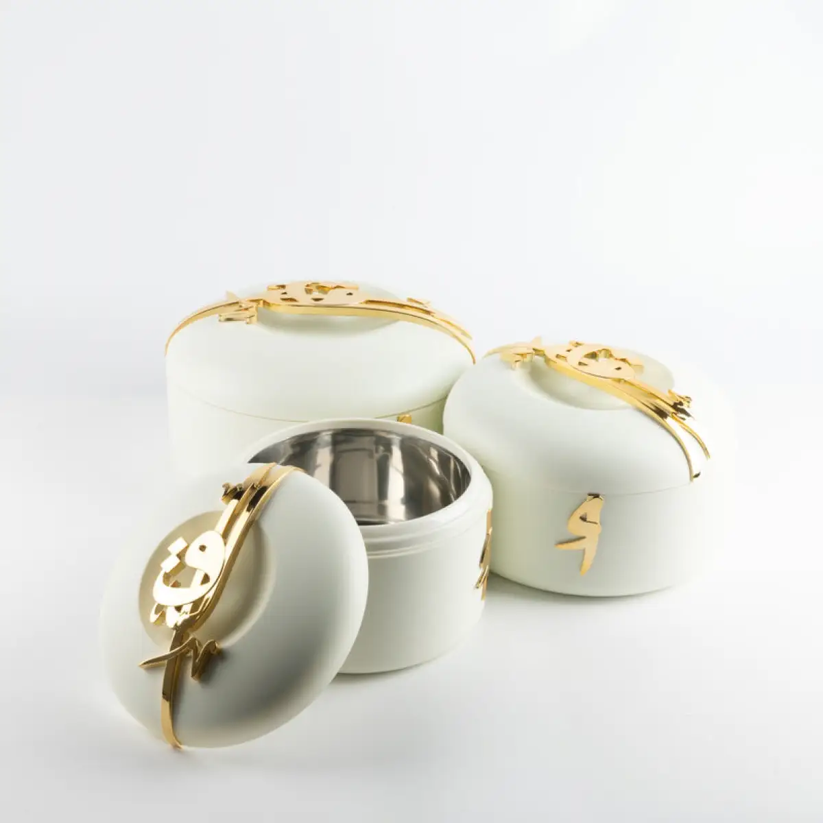 Otantik Liqaa Food Warmer Set (Pearl White & Gold)