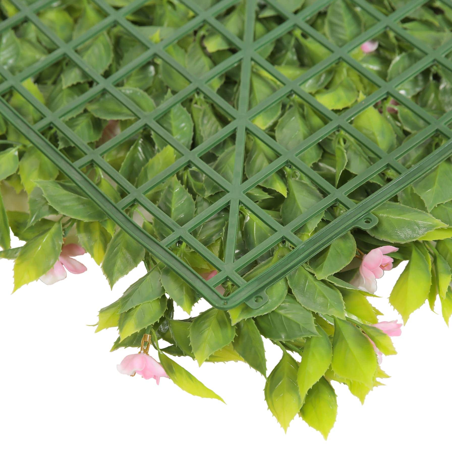 Decorative Green Leaves Square W/Pink Flowers (50 x 50 cm)