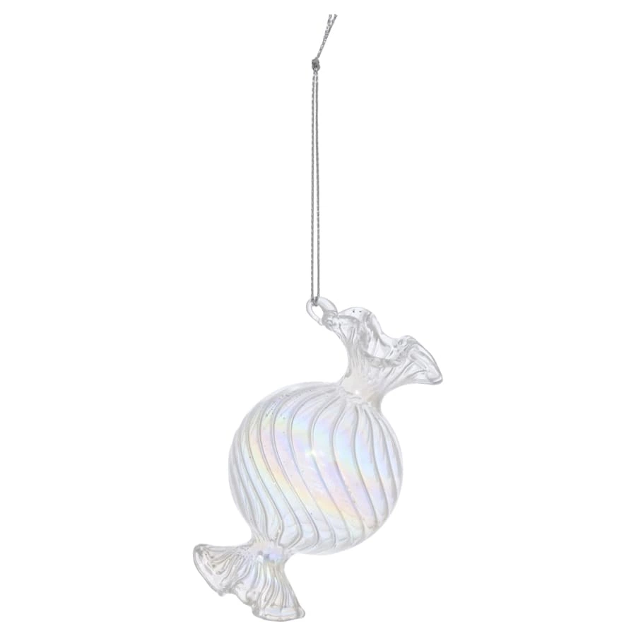 Christmas Ornament Glass Glitt Macaroon (Pink)
