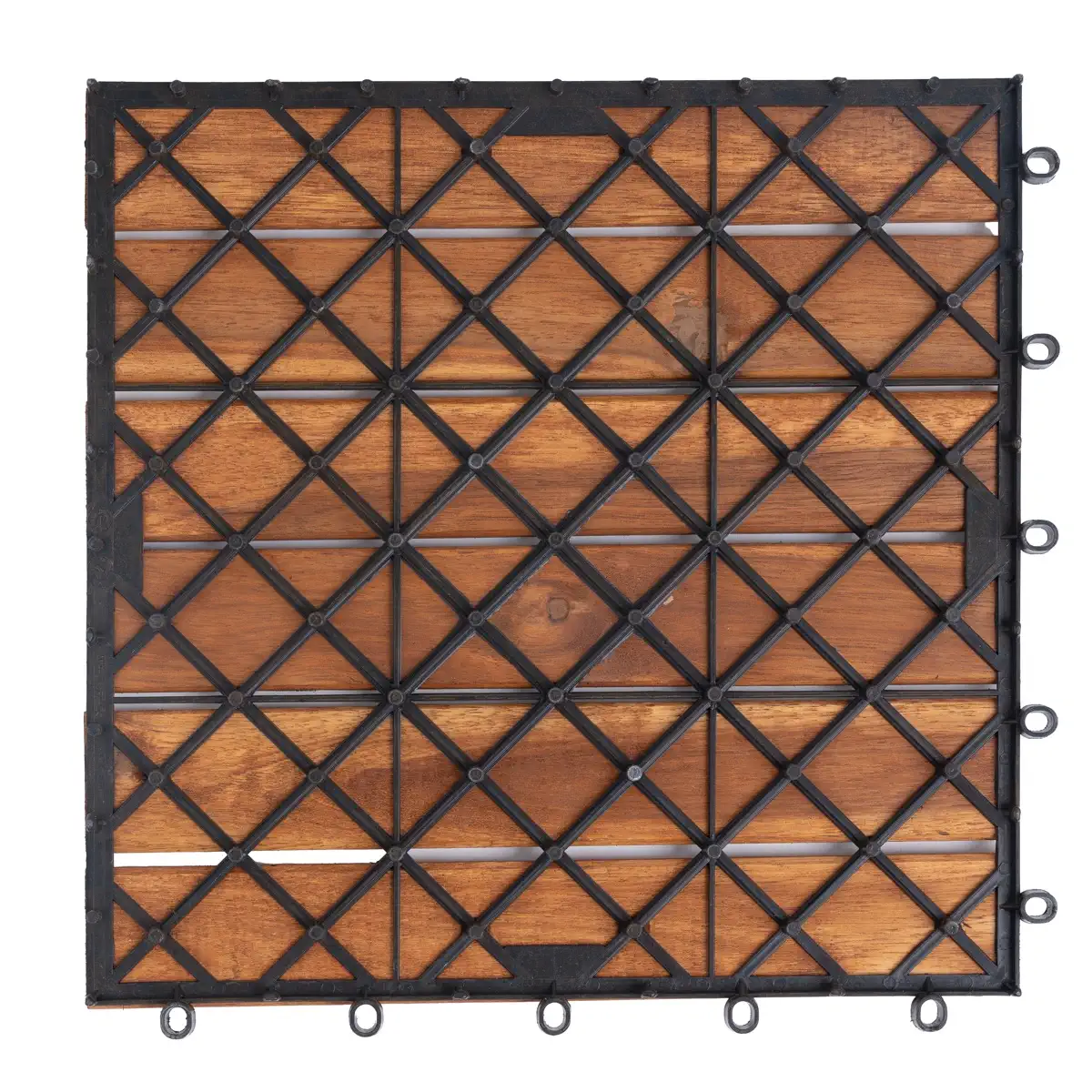 Living Accents Acacia Wood 6-Slat Floor Deck Tiles (30 x30 cm, 6 Pc.)