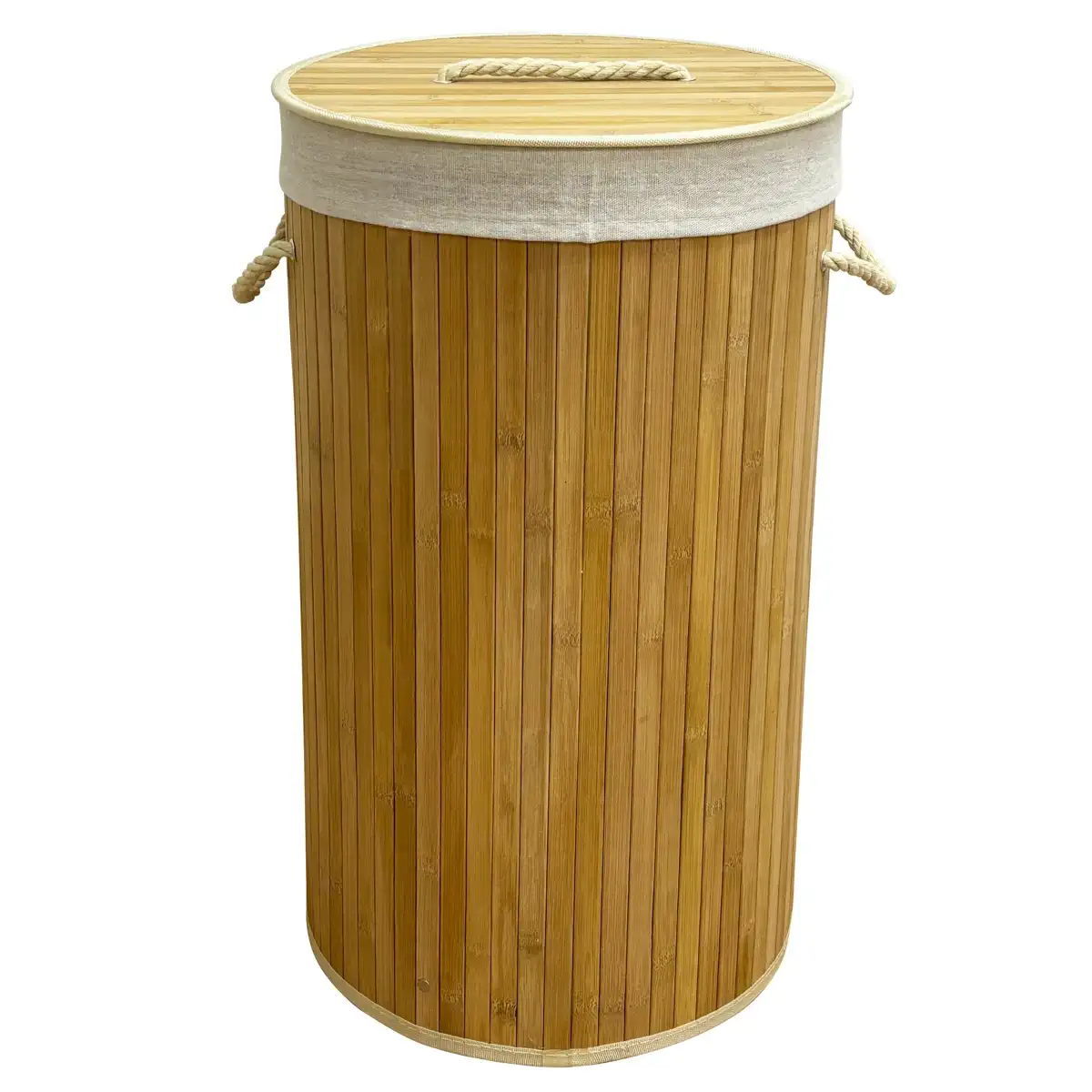 Tendance Foldable Bamboo Laundry Basket (35 cm, Natural)
