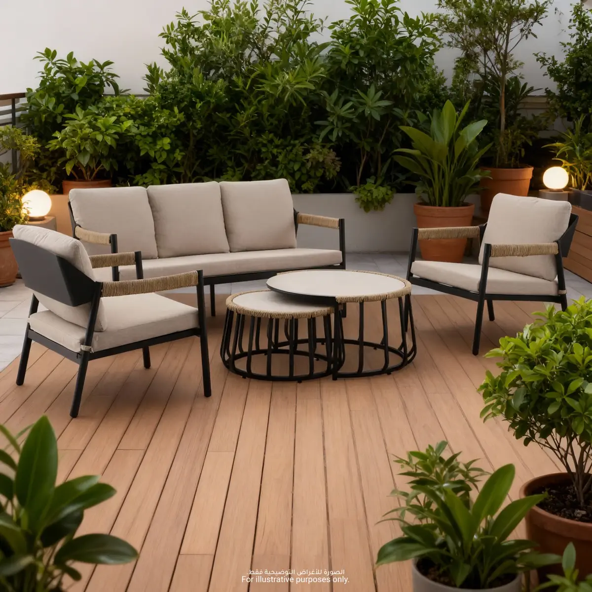 Aluminum Rope 5 Seater Outdoor Sofa Set