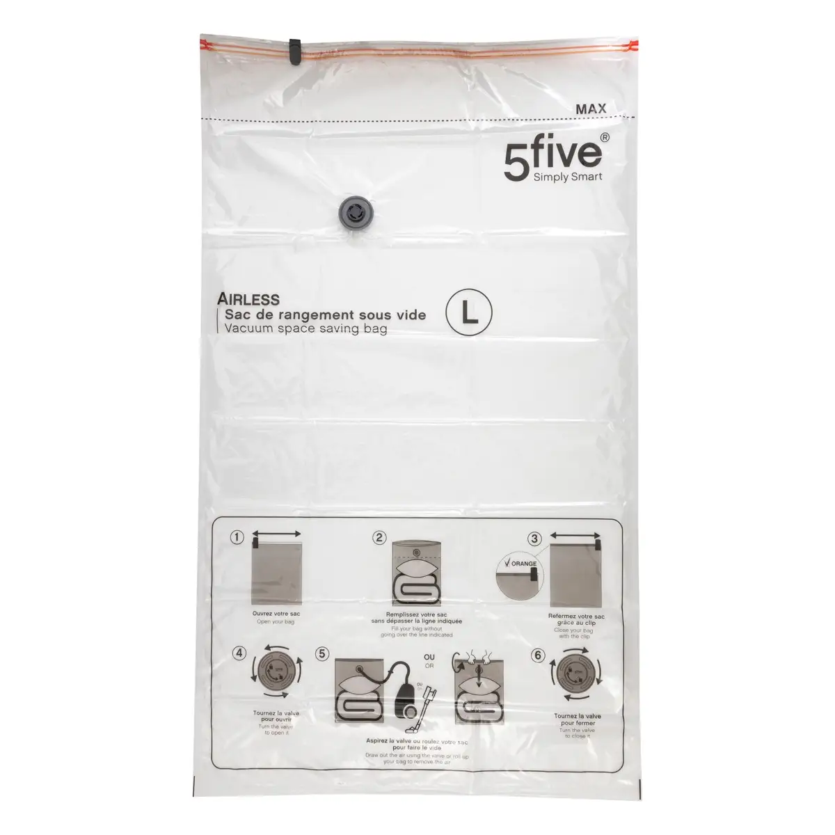 5Five Polyethylene PET Perfumed Air-Flat Vacuum Bag (120 x 70 x 2.5 cm)