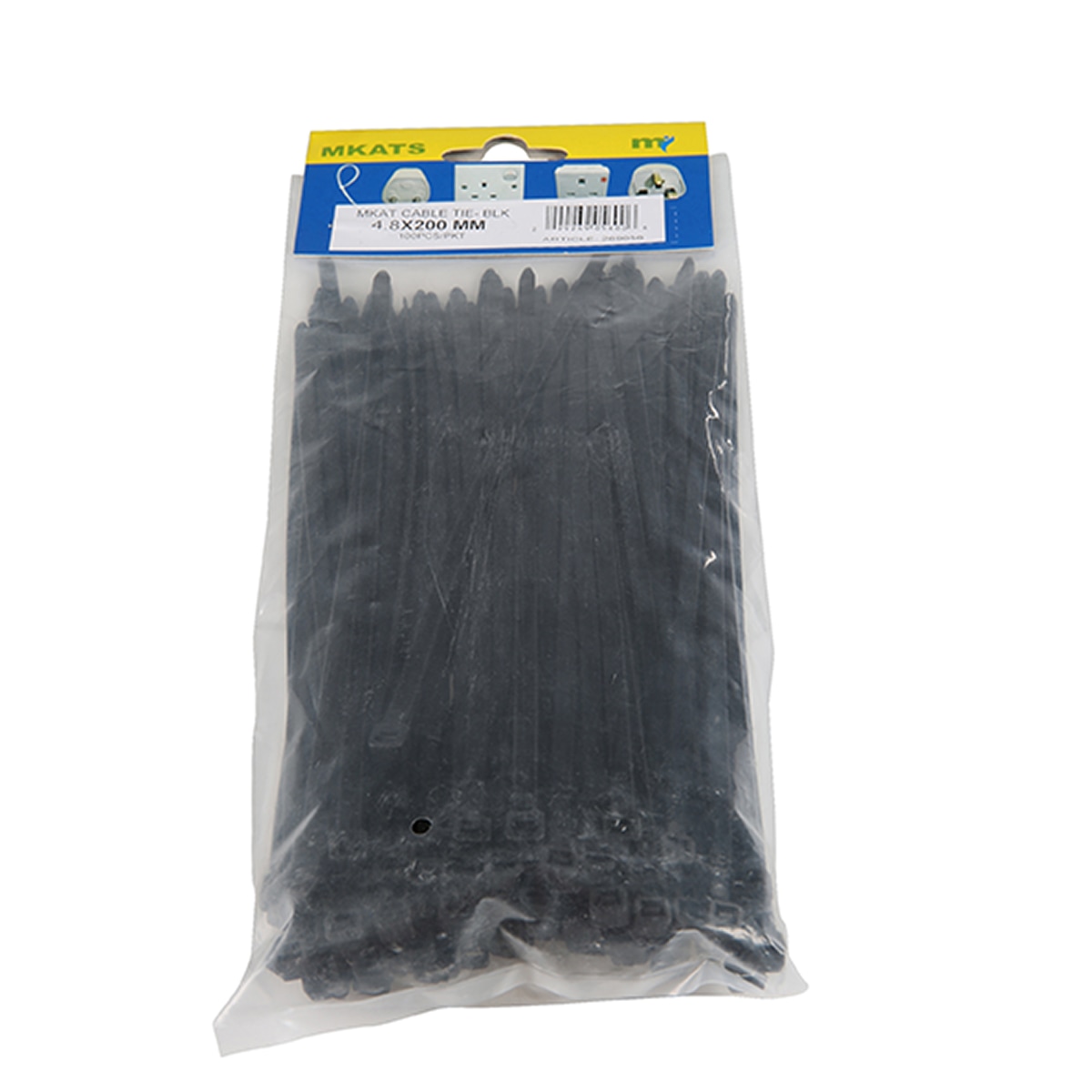 Mkats Cable Ties (4.8 x 200 mm, Pack of 100
