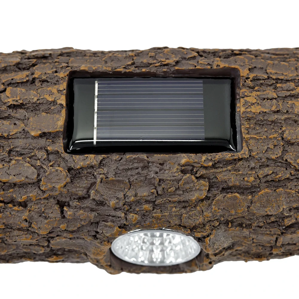 Wood Effect Log Solar-Powered Integrated LED Outdoor Decorative Light