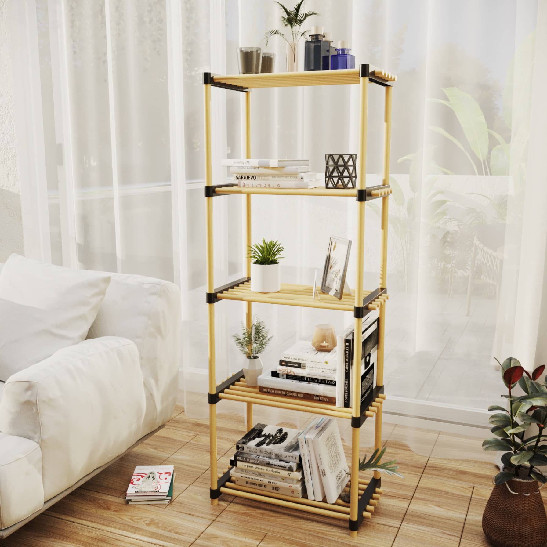 Seowood Pinewood Multi Purpose 5-Tier Modular Rack (28 x 49 x 129.5 cm)