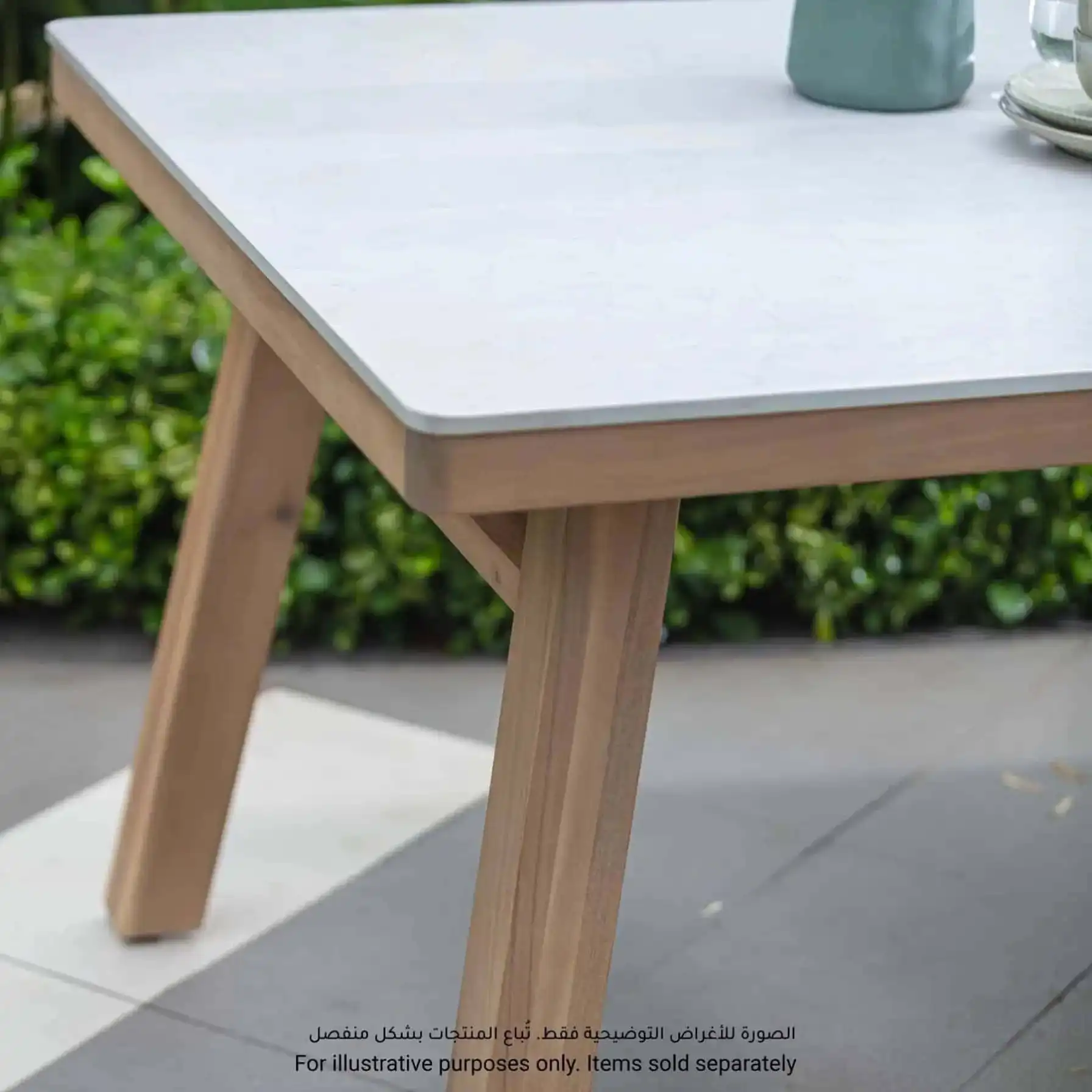 TAH Acacia Wood Dining Table W/Cement Top (200 x 100 x 74 cm)