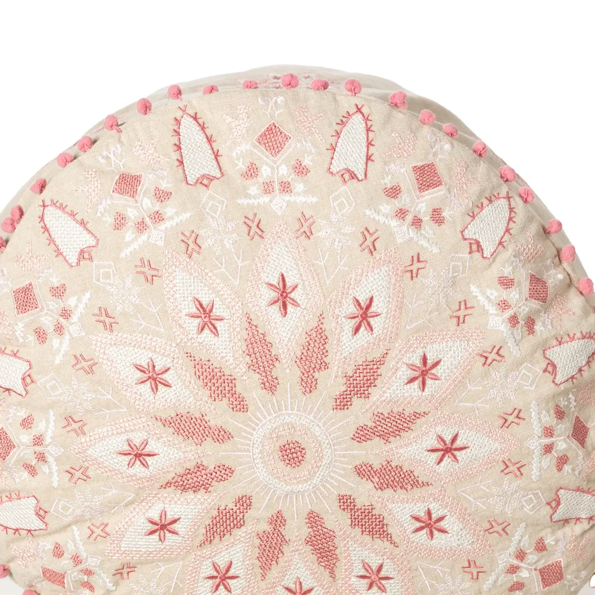 Living Space Cotton Pouf Cushion (Assorted Designs, 49.53 x 38.1 cm)