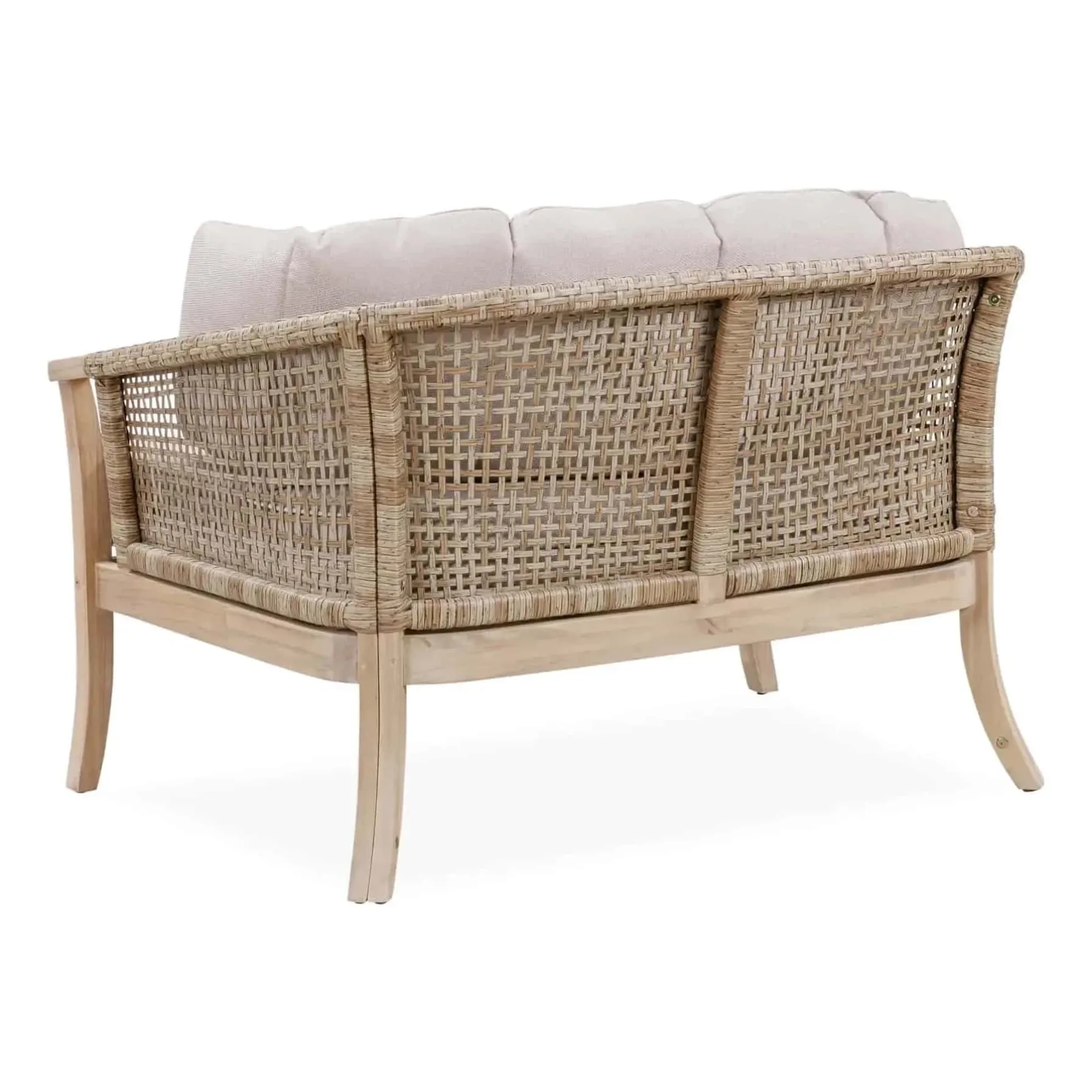 Ashmore V2 Acacia Wood & Wicker Snuggler Sofa (82 x 113 x 73 cm)