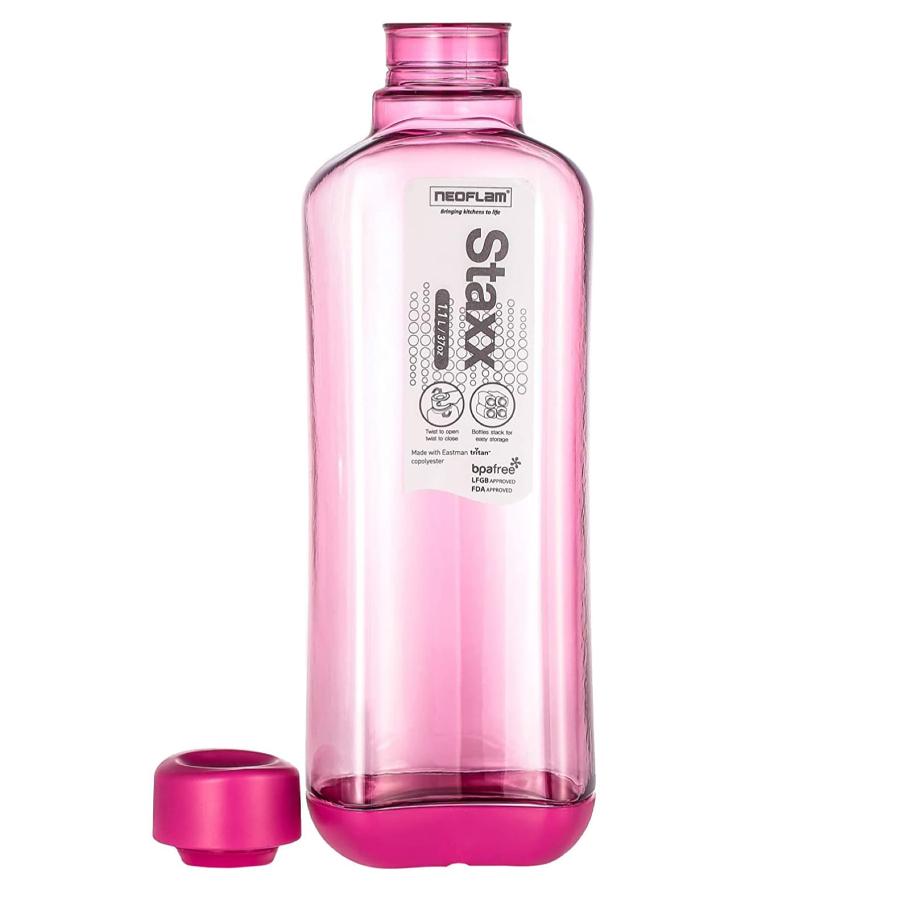 Neoflam Staxx Tritan Water Bottle (1.1 L, Pink)