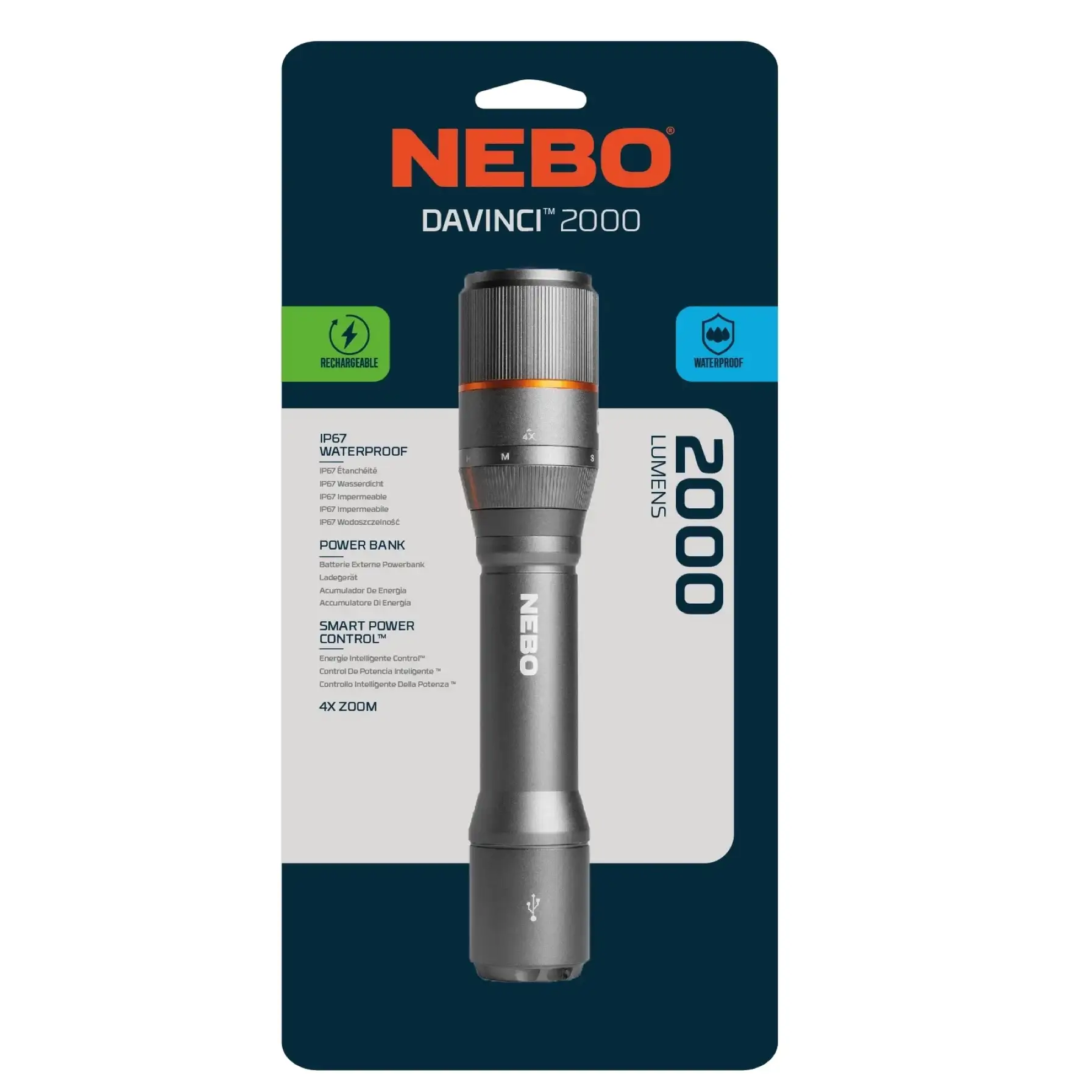 Nebo Davinci 2000 Rechargeable Flashlight (2000 lm)