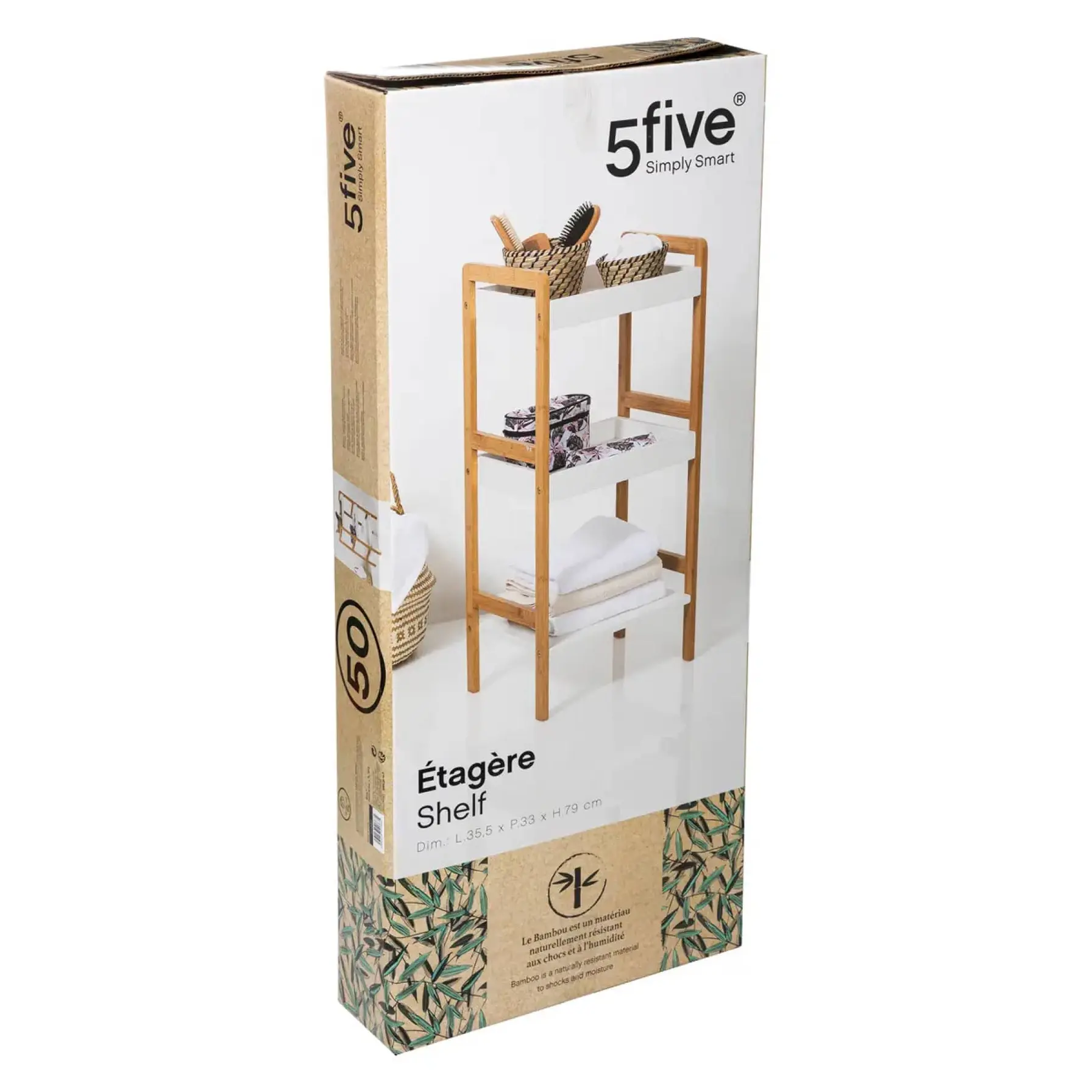 5Five Natureo Bamboo 3-Tier Shelf (36 x 33.1 x 80 cm)