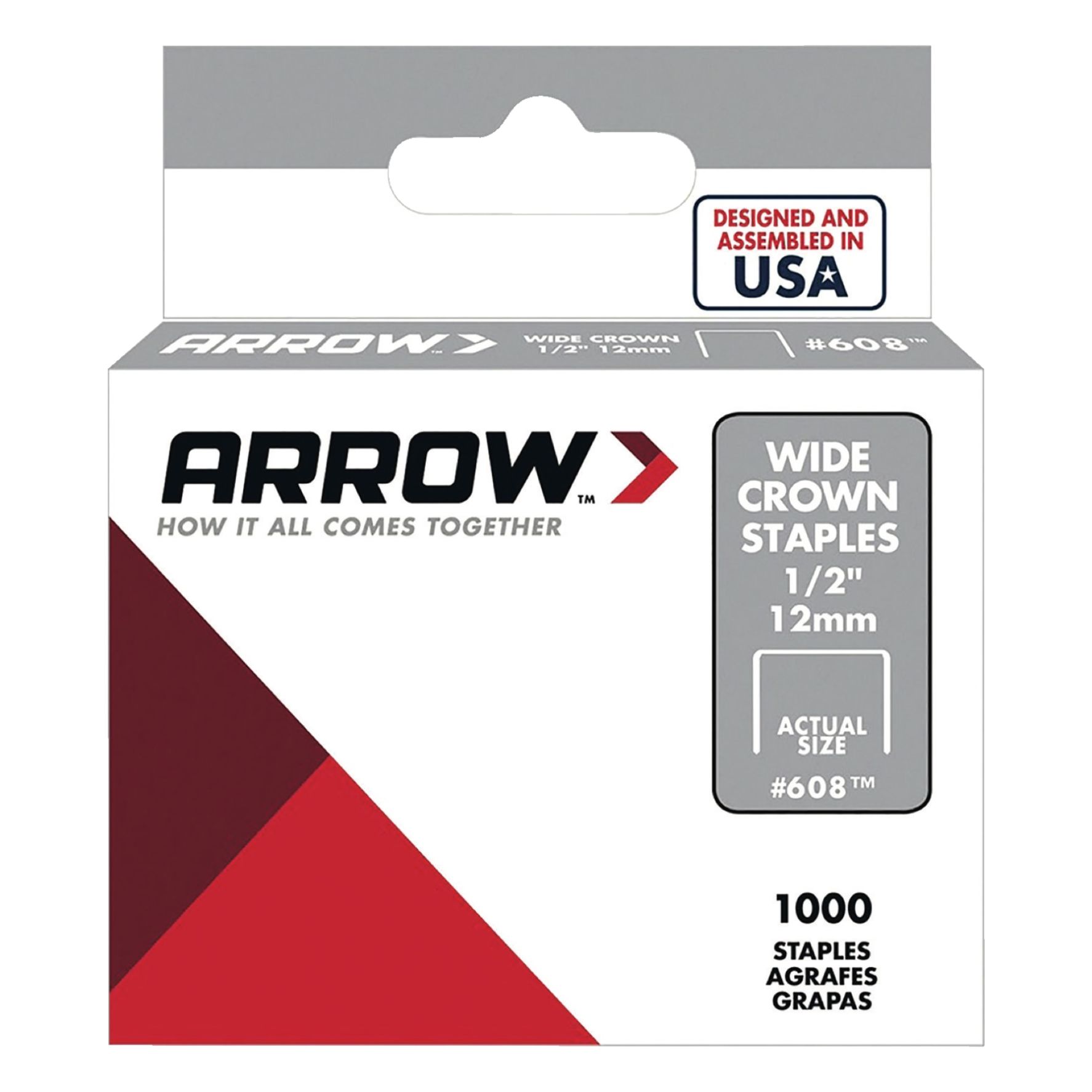 Arrow No.608 Steel Wide Crown Staples (1.2 cm, 1000 Pc.)