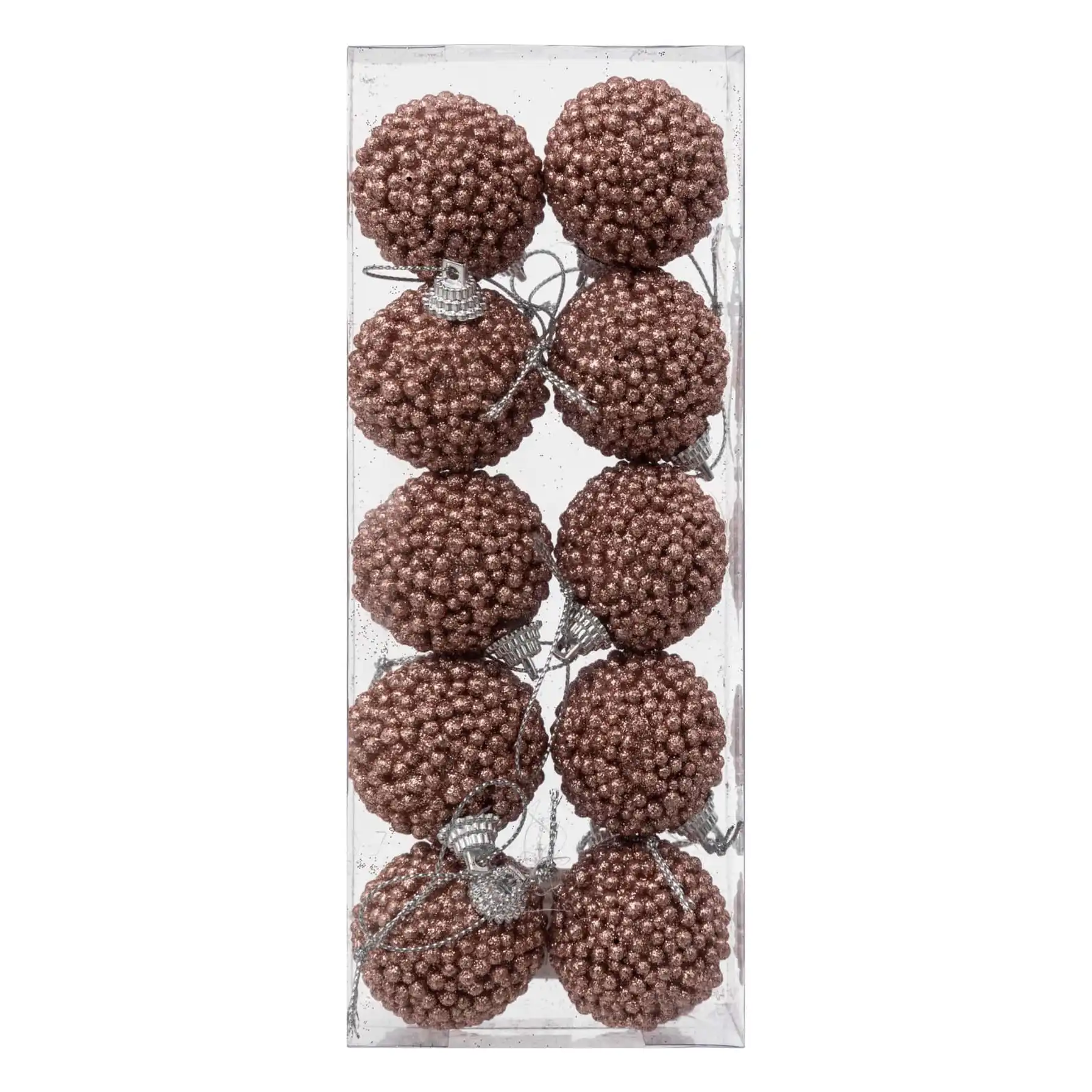 Atmosphera Beaded Bauble Set (10 Pc., 4 cm, Rose)