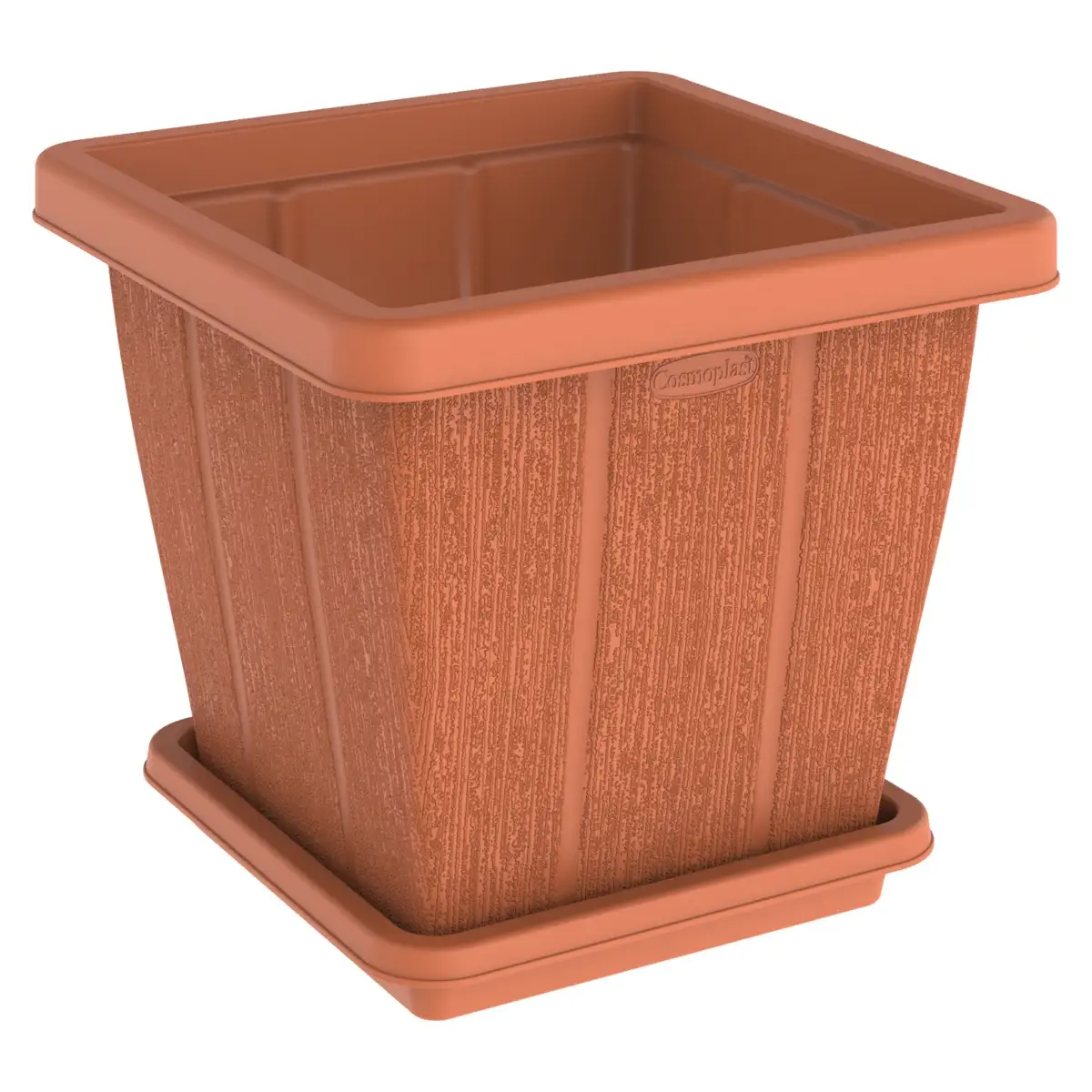Cosmoplast Cedargrain Square Plant Pot W/Tray (Terra Cotta, 45 L)