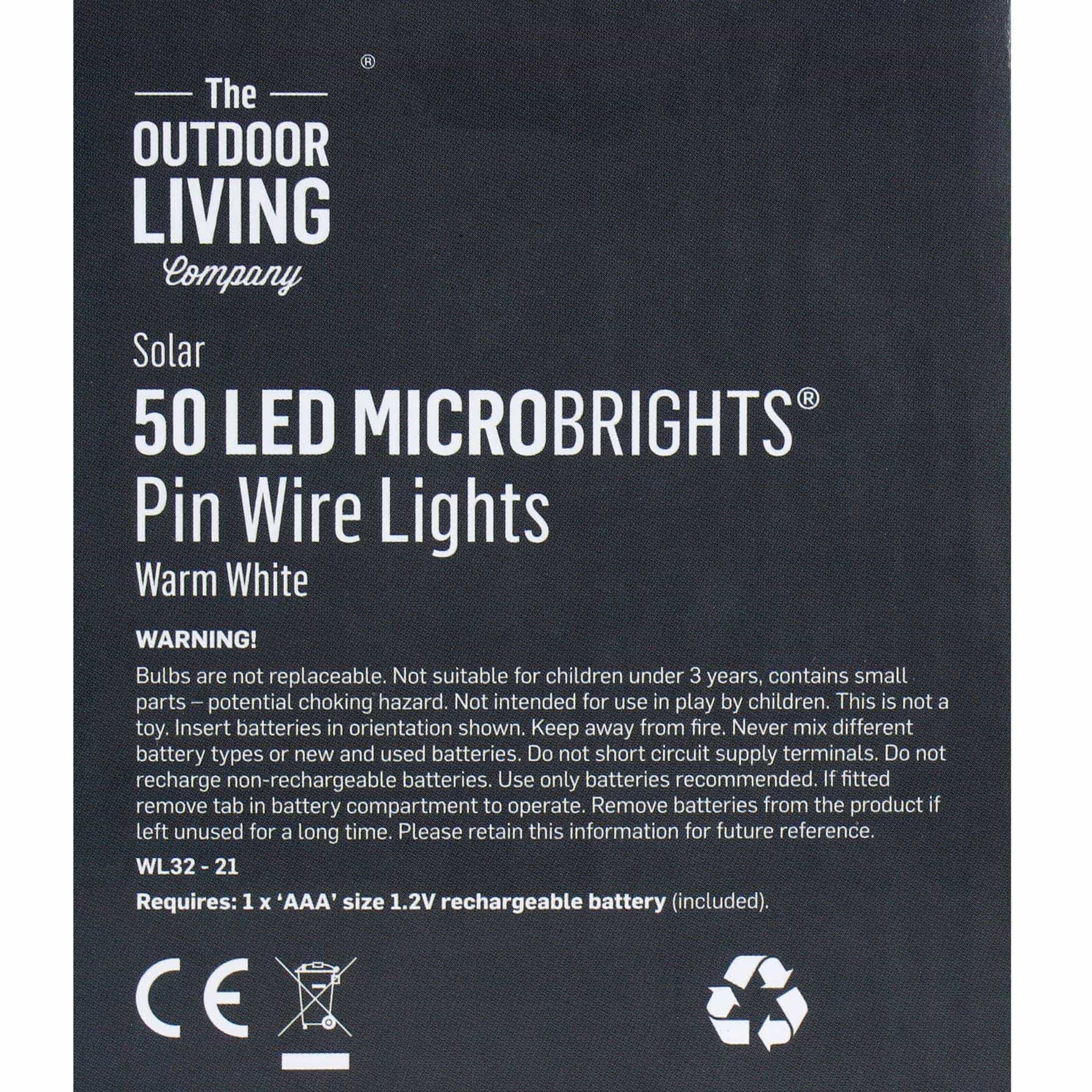The Outdoor Living Company Solar 50 LED Microbrights Pin Wire Lights (Warm White)