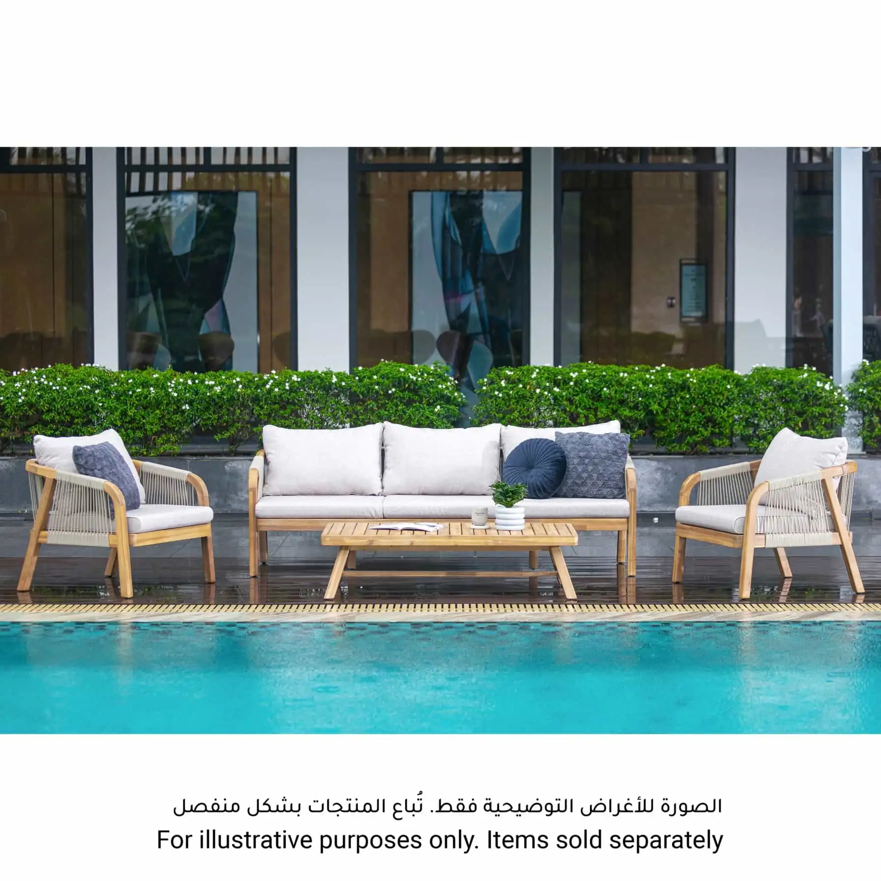 3-Seater Acacia Rope Sofa W/Cushion Diablo (72 x 210 x 67 cm)