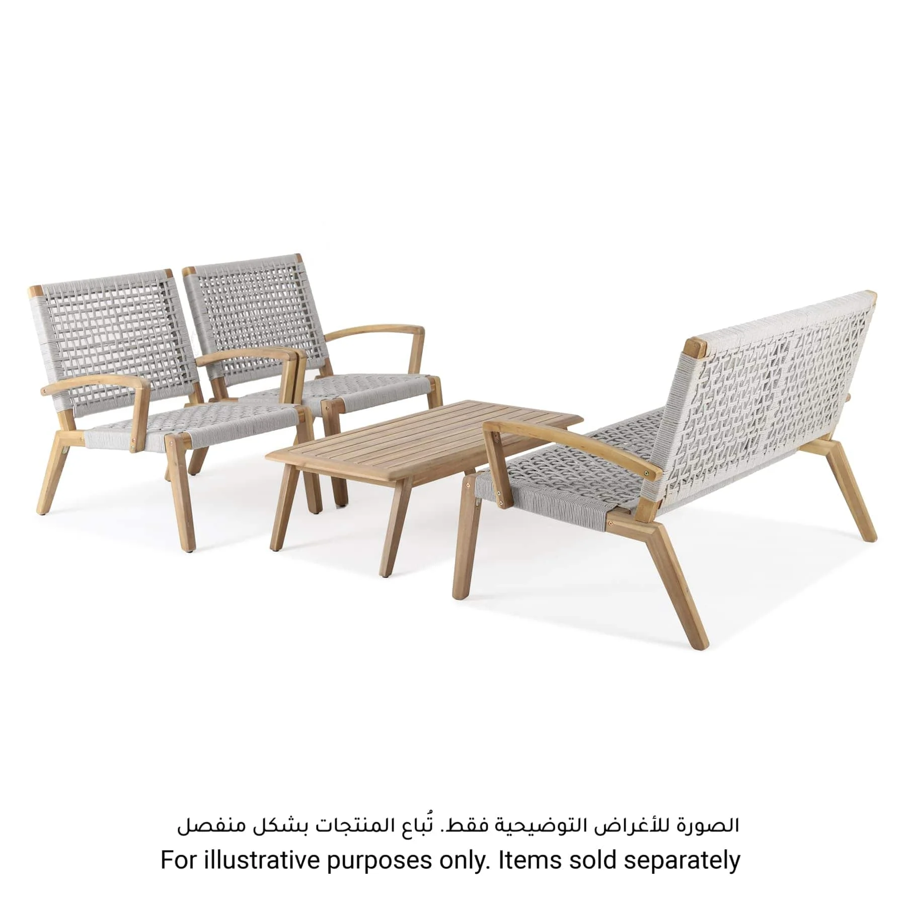 Vorupor 2-Seater Acacia & Rope Sofa (83.5 x 135.5 x 84 cm)