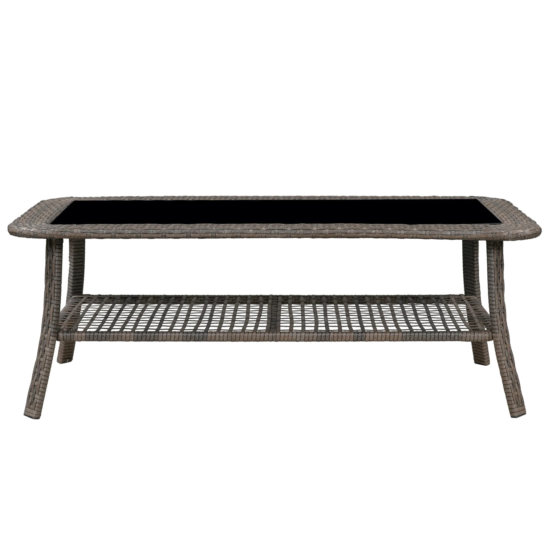 Elizabeth Steel Wicker Table W/Glass Top (110 x 55 x 41 cm)