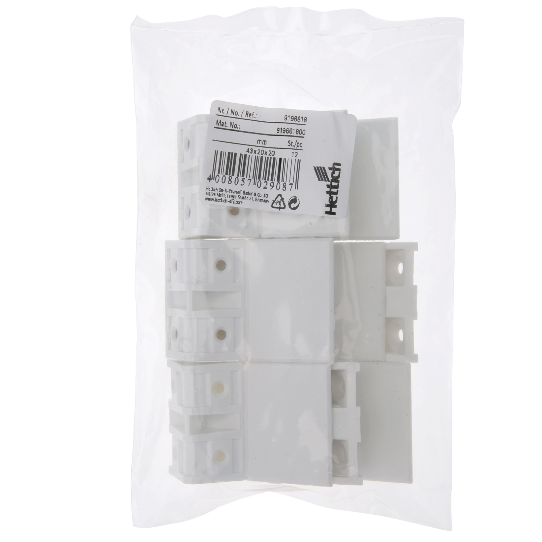 Hettich Plastic Corner Connector (2 x 2 x 4.3 cm)