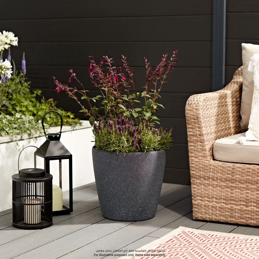 Verve Rough Finish Oval Plastic Pot (35 cm, Dark Grey)