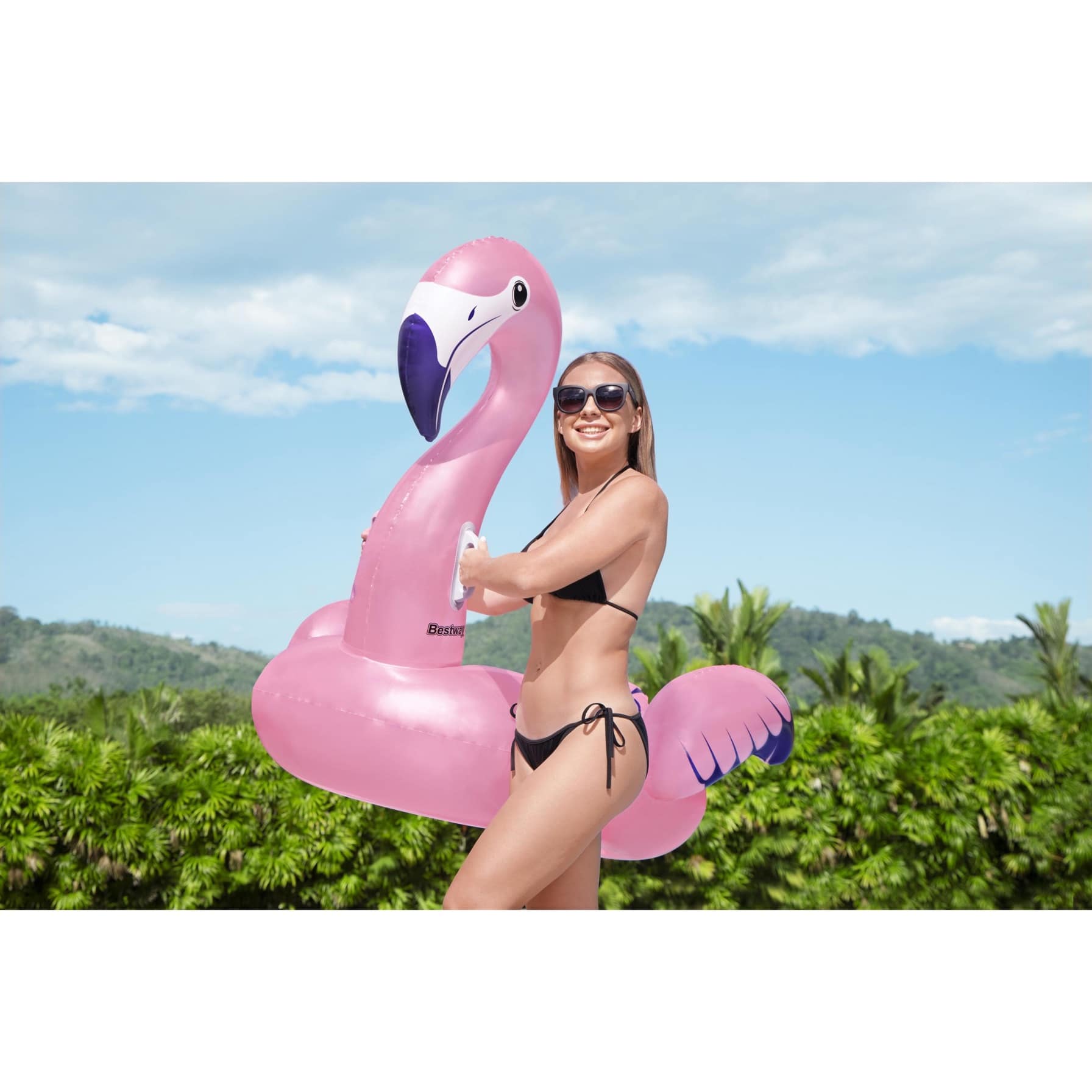 Bestway Vinyl Luxury Flamingo Inflatable Ride-On (1.53 x 1.43 m)