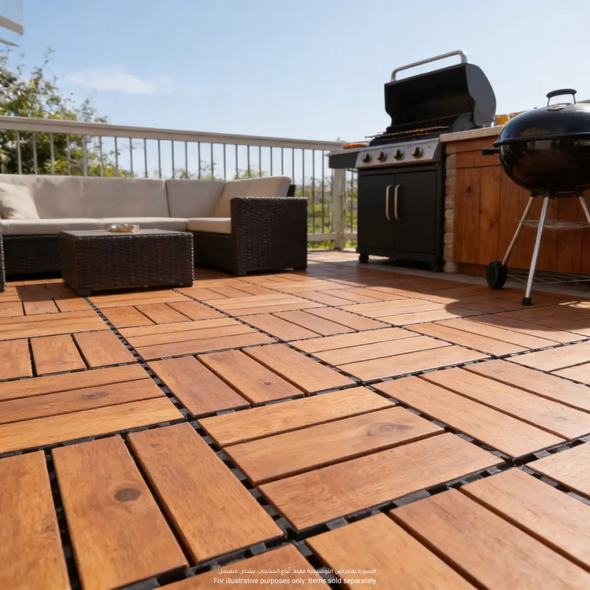 Living Accents Acacia Wood 12-Slat Floor Deck Tiles (30 x30 cm, 6 Pc.)