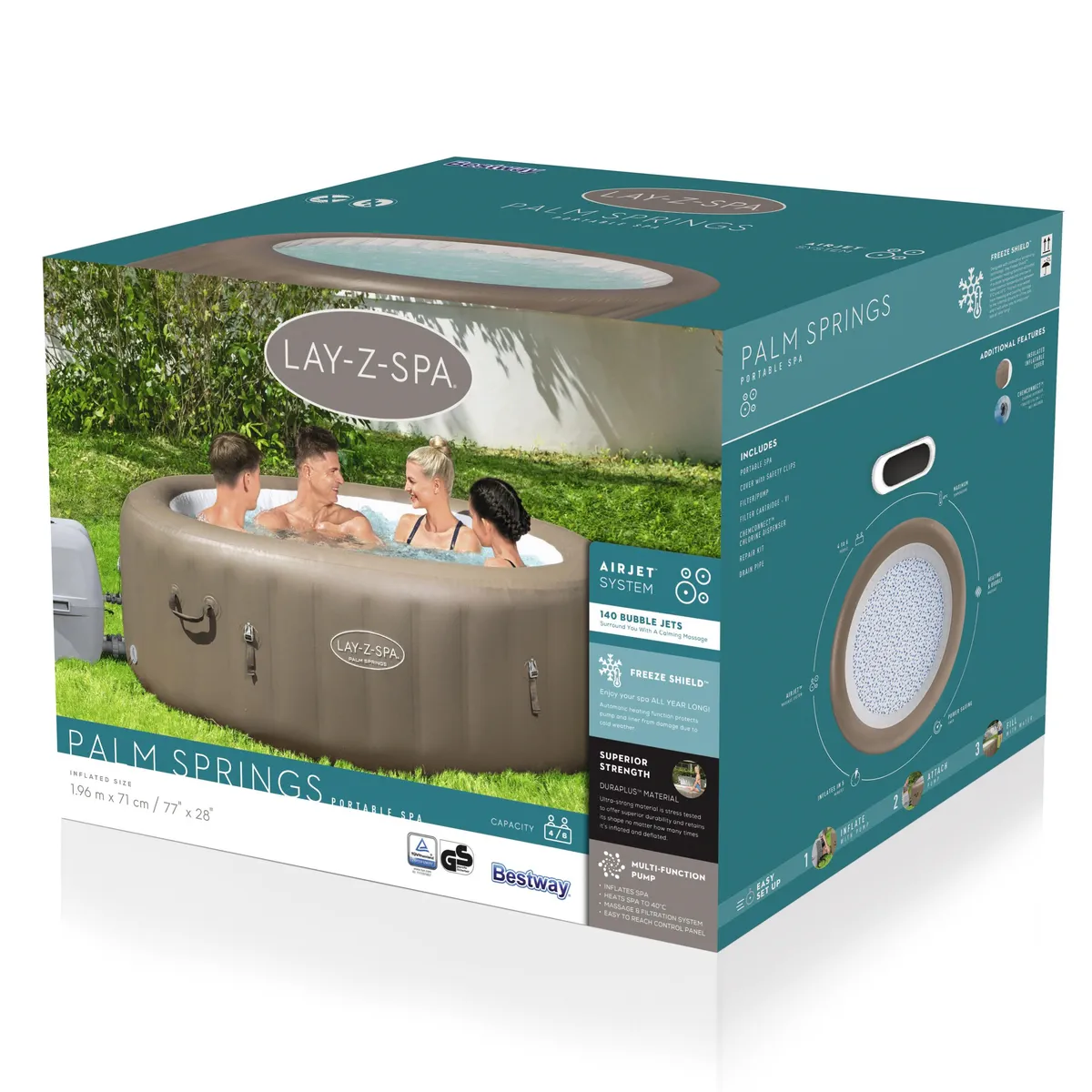 Bestway Lay-Z-Spa Palm Springs (196.6 x 71 cm, Khaki/White)